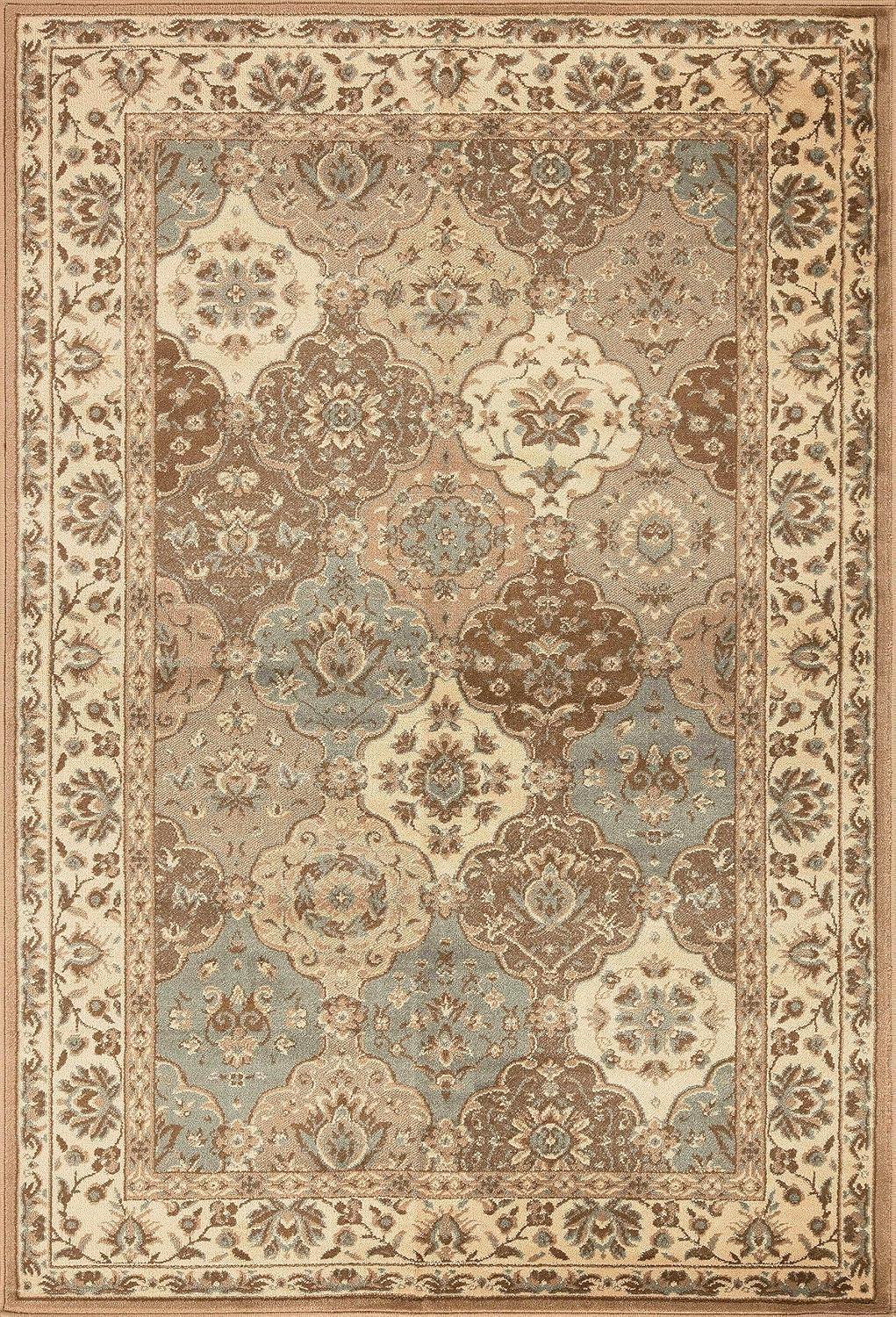 Superior Palmyra Floral Classic Indoor Area Rug, Beige, 7' x 9'