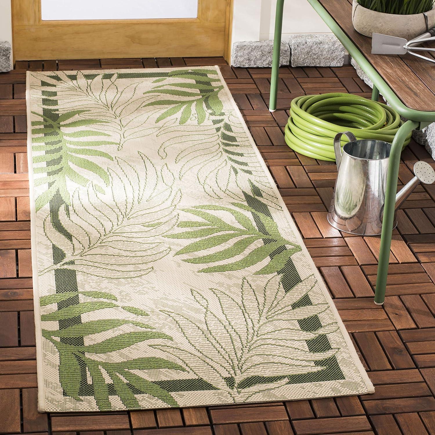 Courtyard CY7836 Power Loomed Indoor/Outdoor Runner Rug - Cream/Green - 2'3"x6'7" - Safavieh.