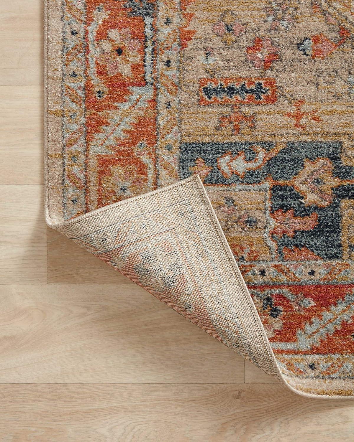 Multicolor Antique-Inspired 4' x 6' Synthetic Area Rug