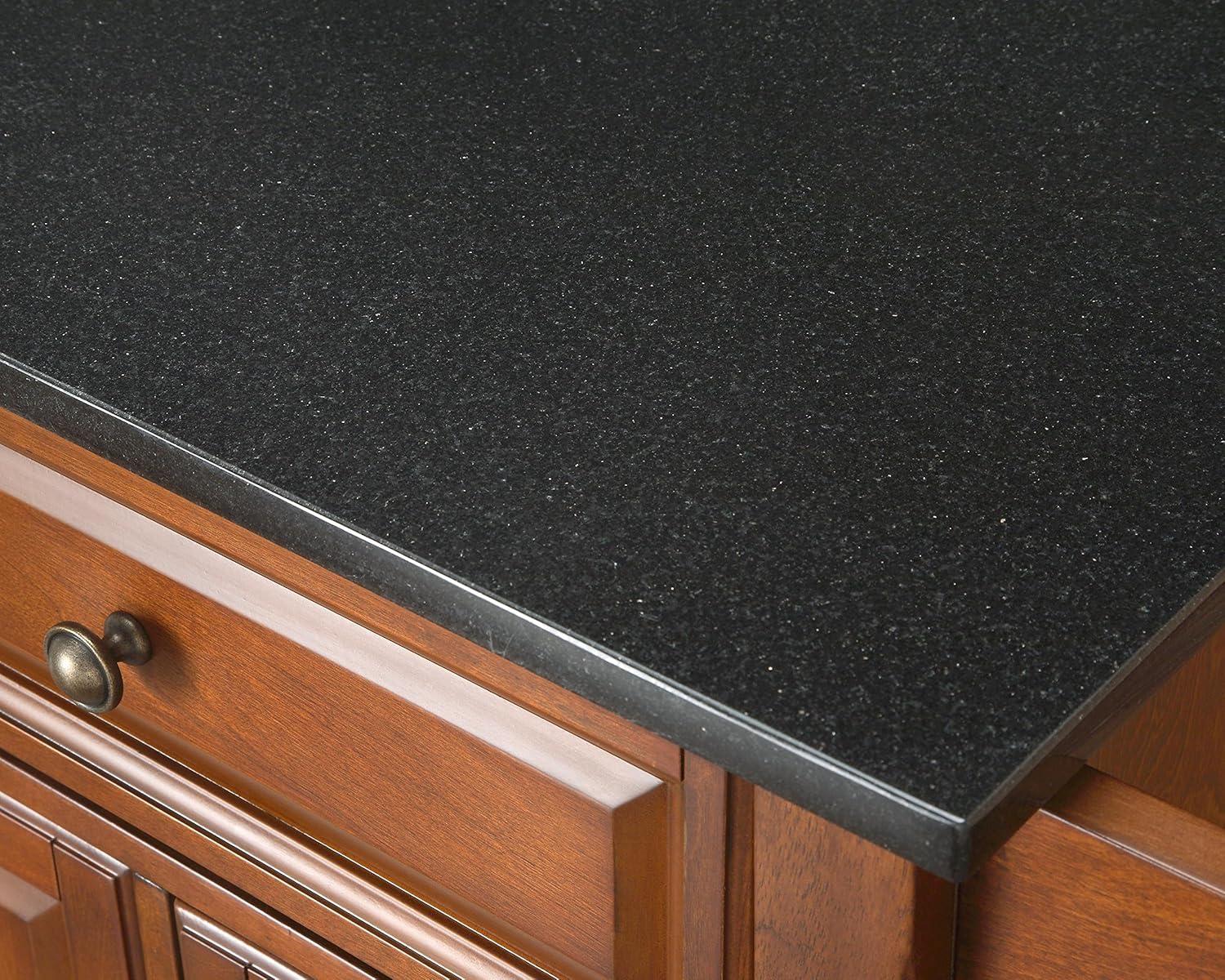 Cambridge Black Granite Top Full Size Kitchen Island/Cart Mahogany - Crosley: With Cabinets, Spice Rack, Towel Holder