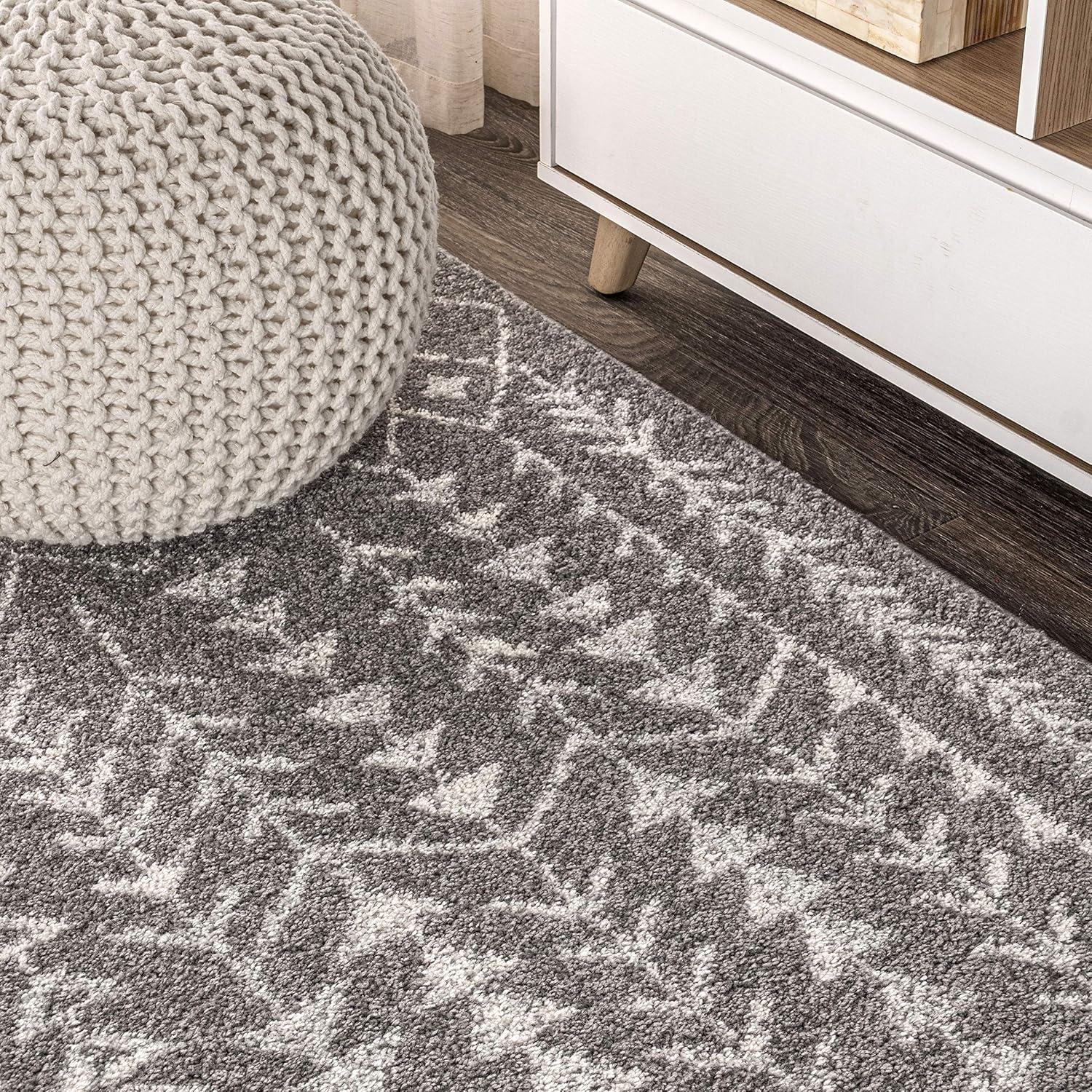 3'x5' Ziri Moroccan Geometric Area Rug, Grey/Cream - JONATHAN Y
