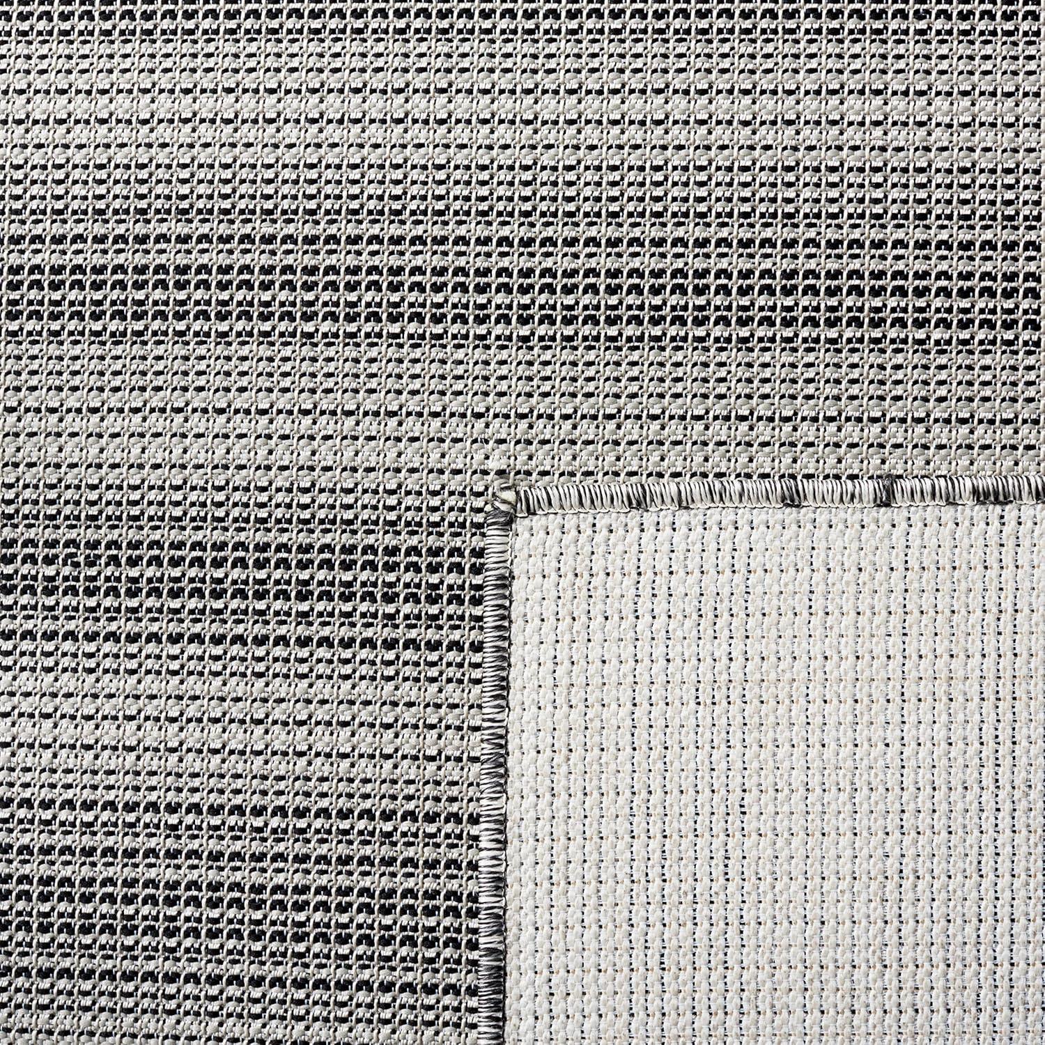 Hampton HTN231 Power Loomed Indoor/Outdoor Area Rug - Black/Gray - 6'5"x9'6" - Safavieh.