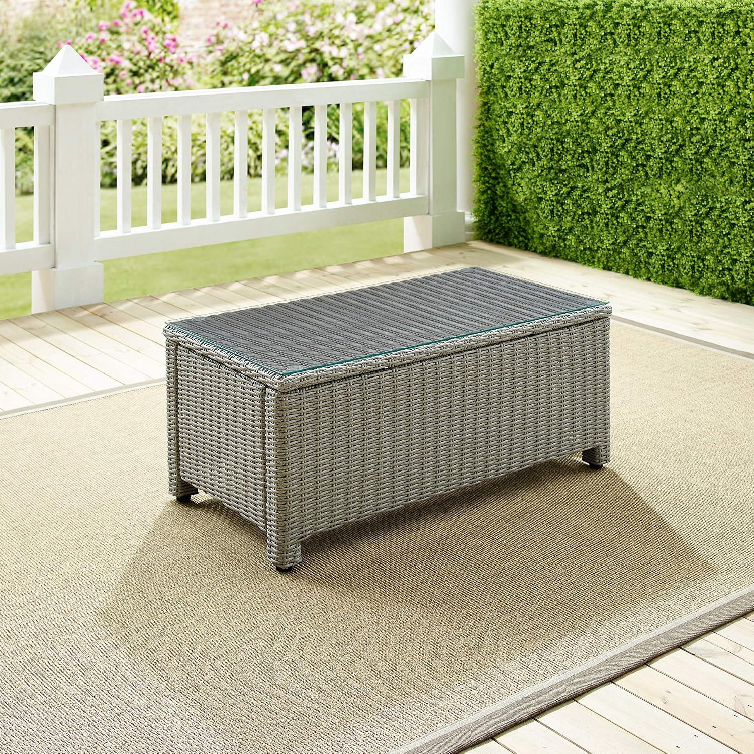 Bradenton Outdoor Wicker Glass Top Coffee Table - Crosley