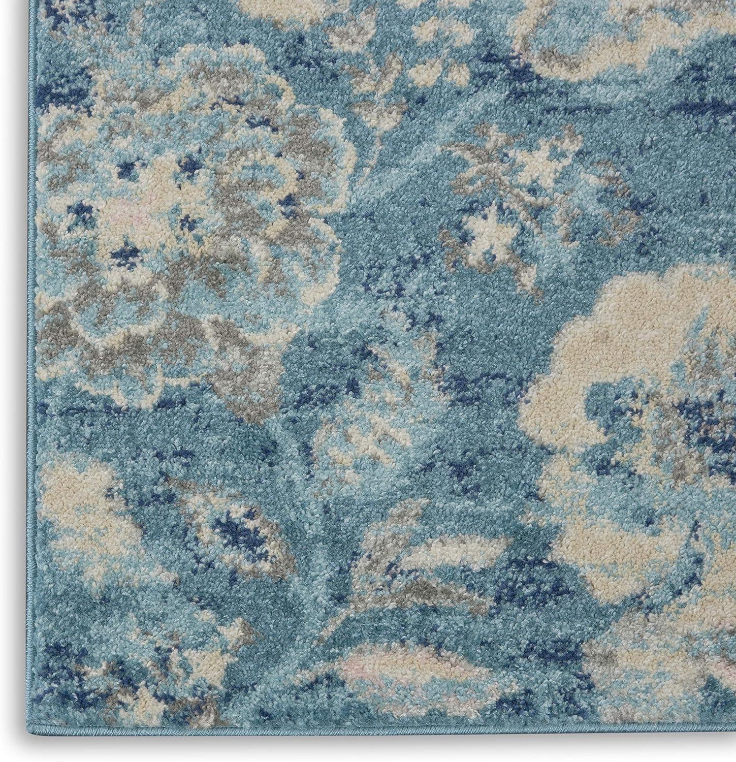 Tranquil TRA02 Ivory/Light Blue Area Rug French Country Eclectic Floral By Nourison