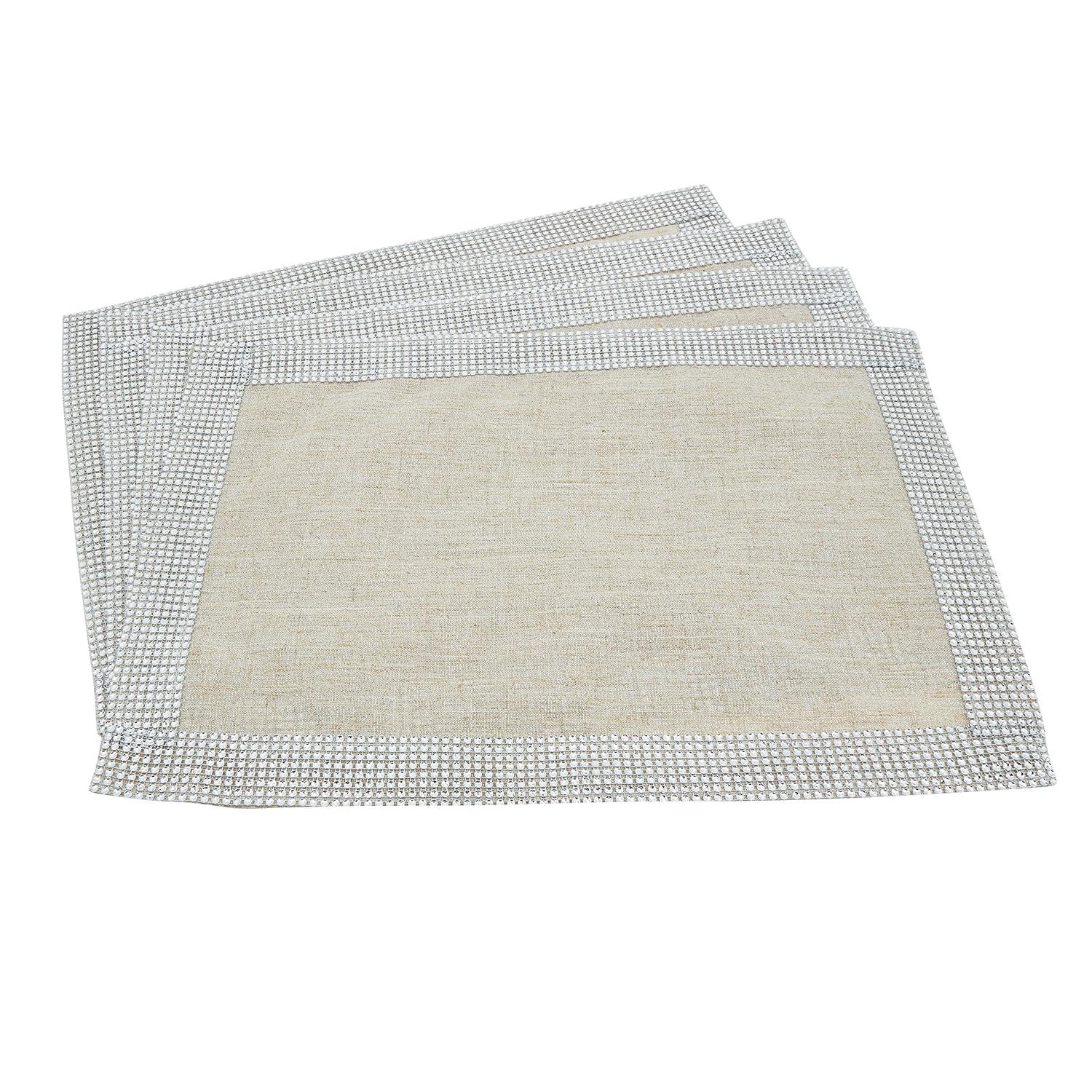Saro Lifestyle Studded Placemat (Set of 4), Silver, 14" x 20"