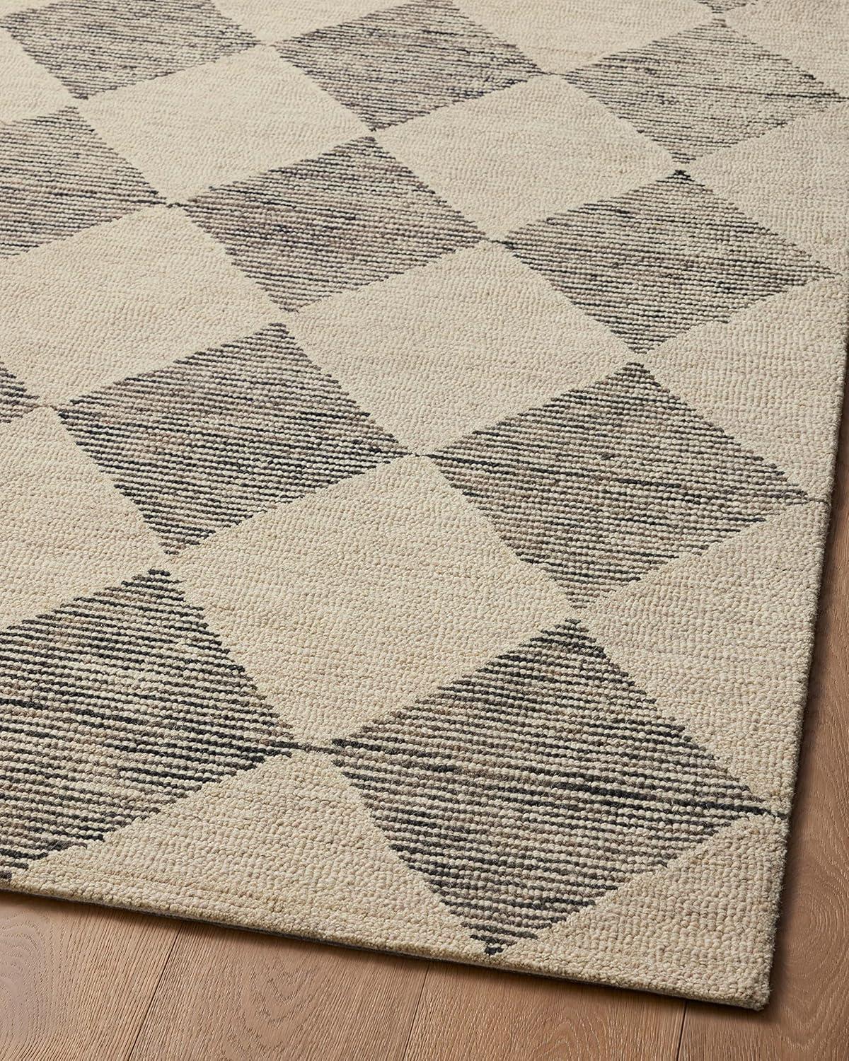 Handmade Tufted Beige & Charcoal Wool Diamond Area Rug 11'6" x 15'