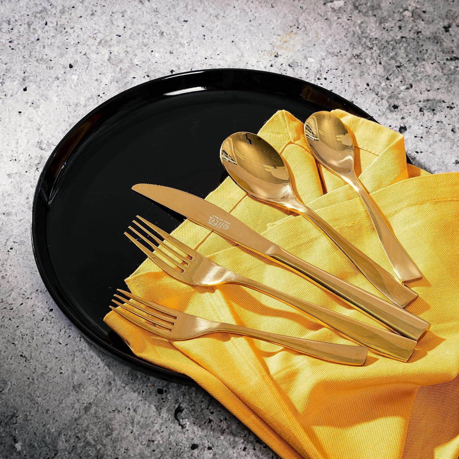 Gibson Elite Holland Road 20 Piece Gold Stainless Steel Flatware Set