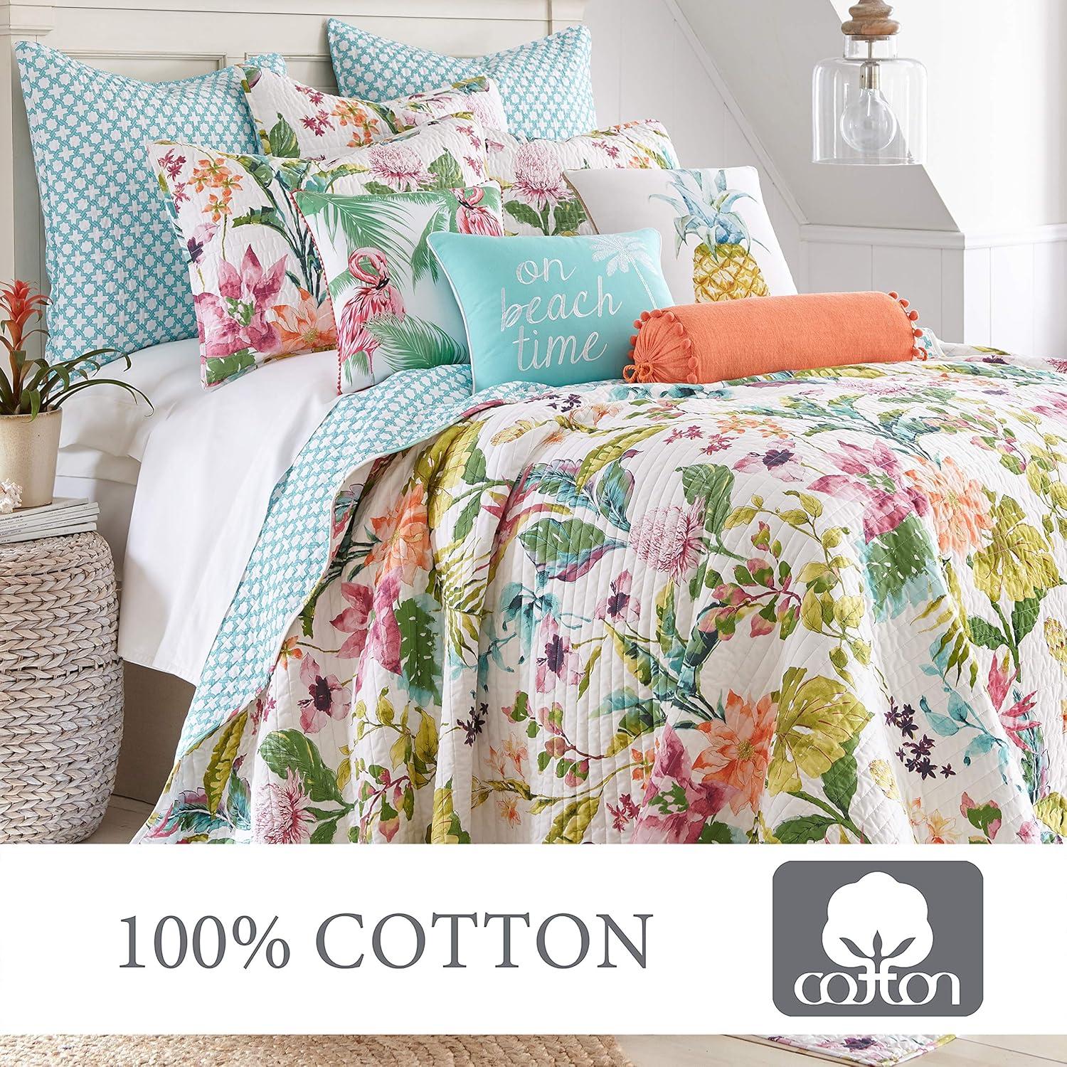 Malana Tropical Quilt Set - King Quilt and Two King Pillow Shams Multi - Levtex Home