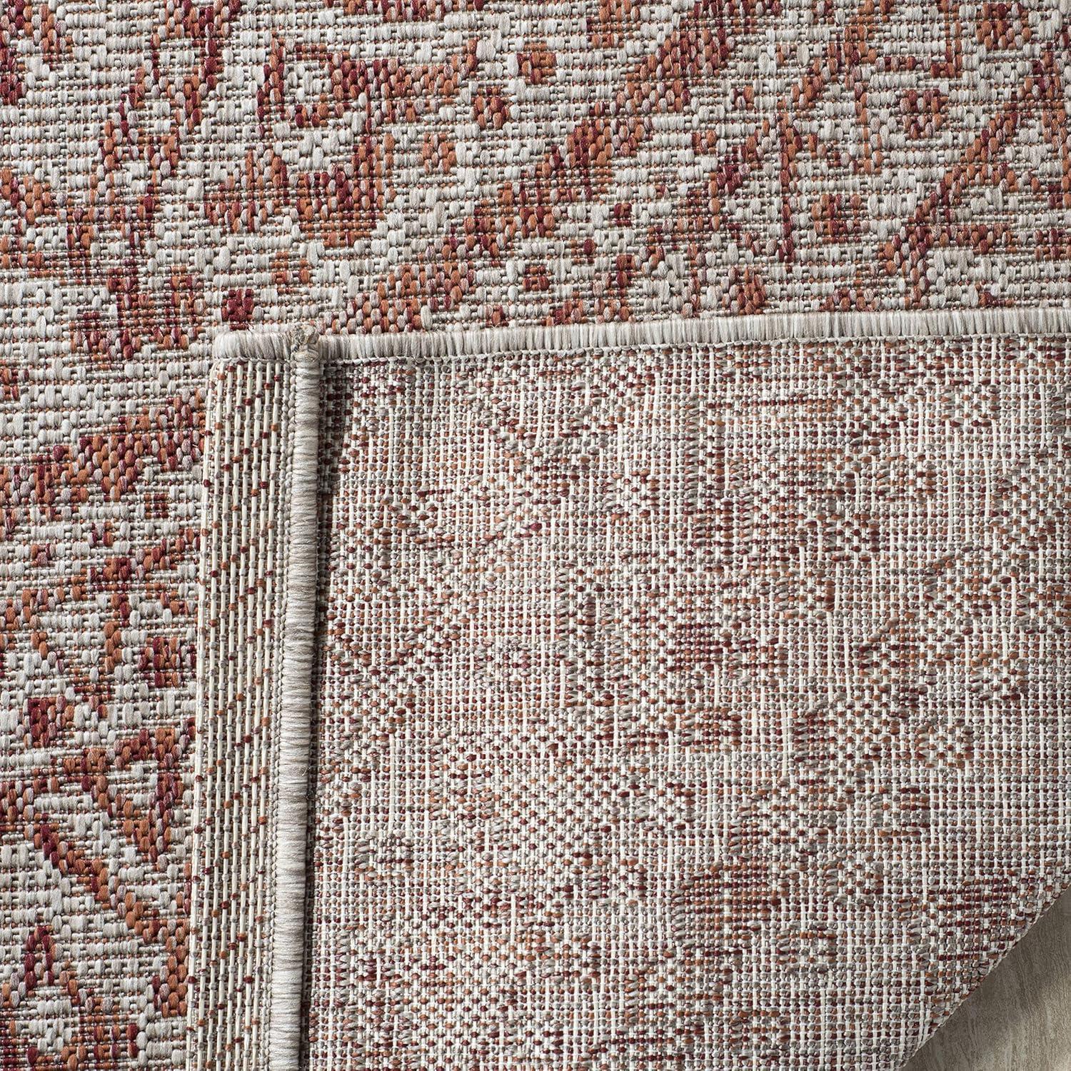 Courtyard CY8734 Power Loomed Indoor and Outdoor Area Rug - Light Beige/Terracotta - 5'3"x5'3" - Safavieh