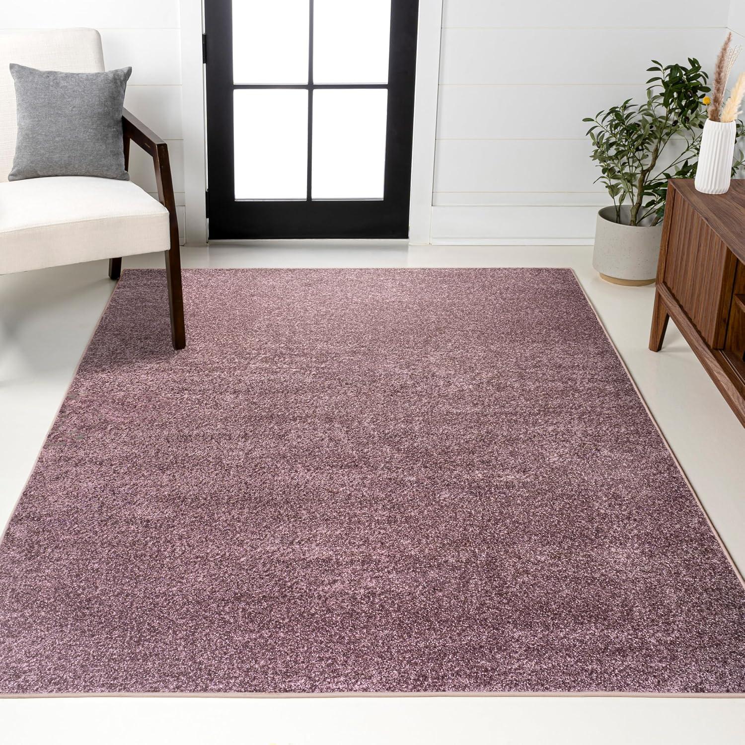 8'x10' Haze Solid Low-Pile, Light Purple - JONATHAN Y