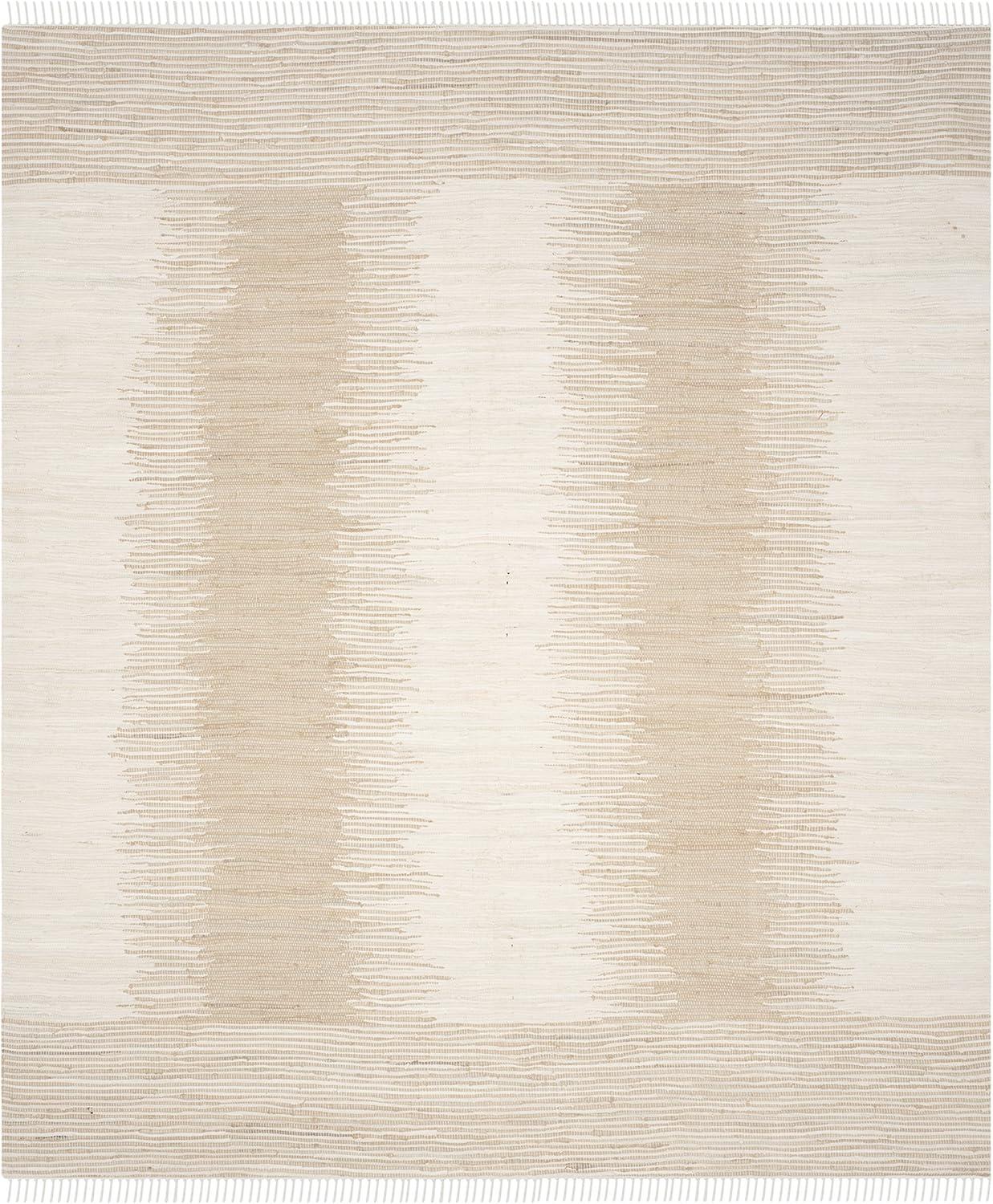 SAFAVIEH Montauk Rowina Abstract Cotton Area Rug, Beige, 9' x 12'