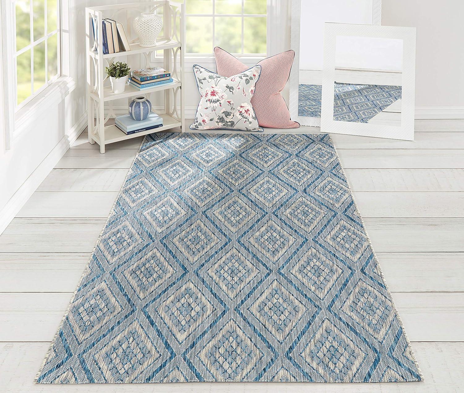 Madcap Cottage Lake Palace Rajastan Weekend Area, Indoor Outdoor Rug, 3'11" X 5'7" Blue