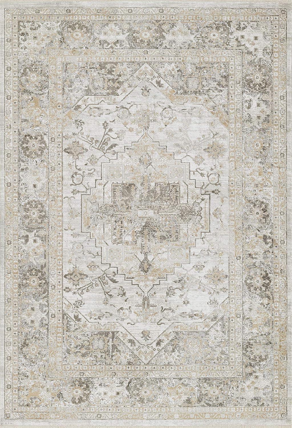 Taupe Rectangular Cotton Viscose Area Rug 47" x 65"