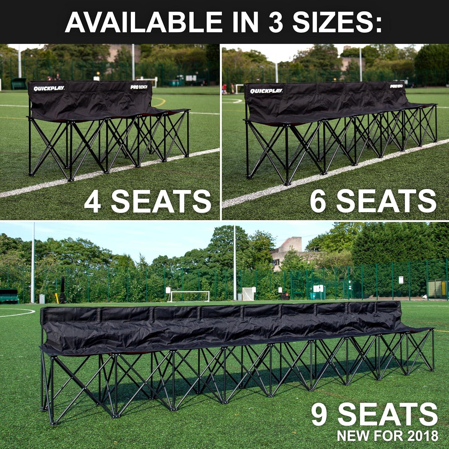 Quickplay PRO Black 6-Seat Portable Folding Bench with Steel Frame