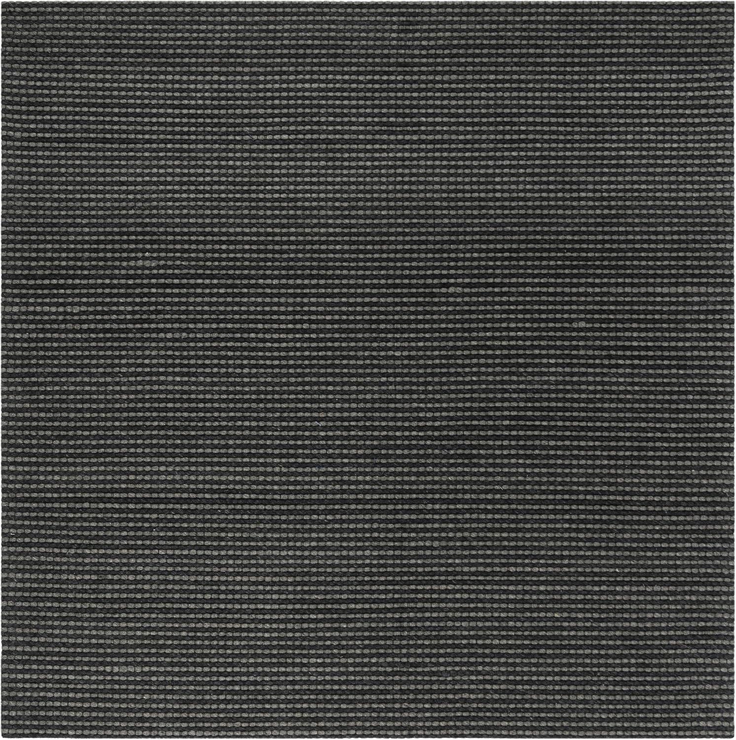 Hand-tufted Artisanal Grey and Black Wool Blend 4' Square Rug