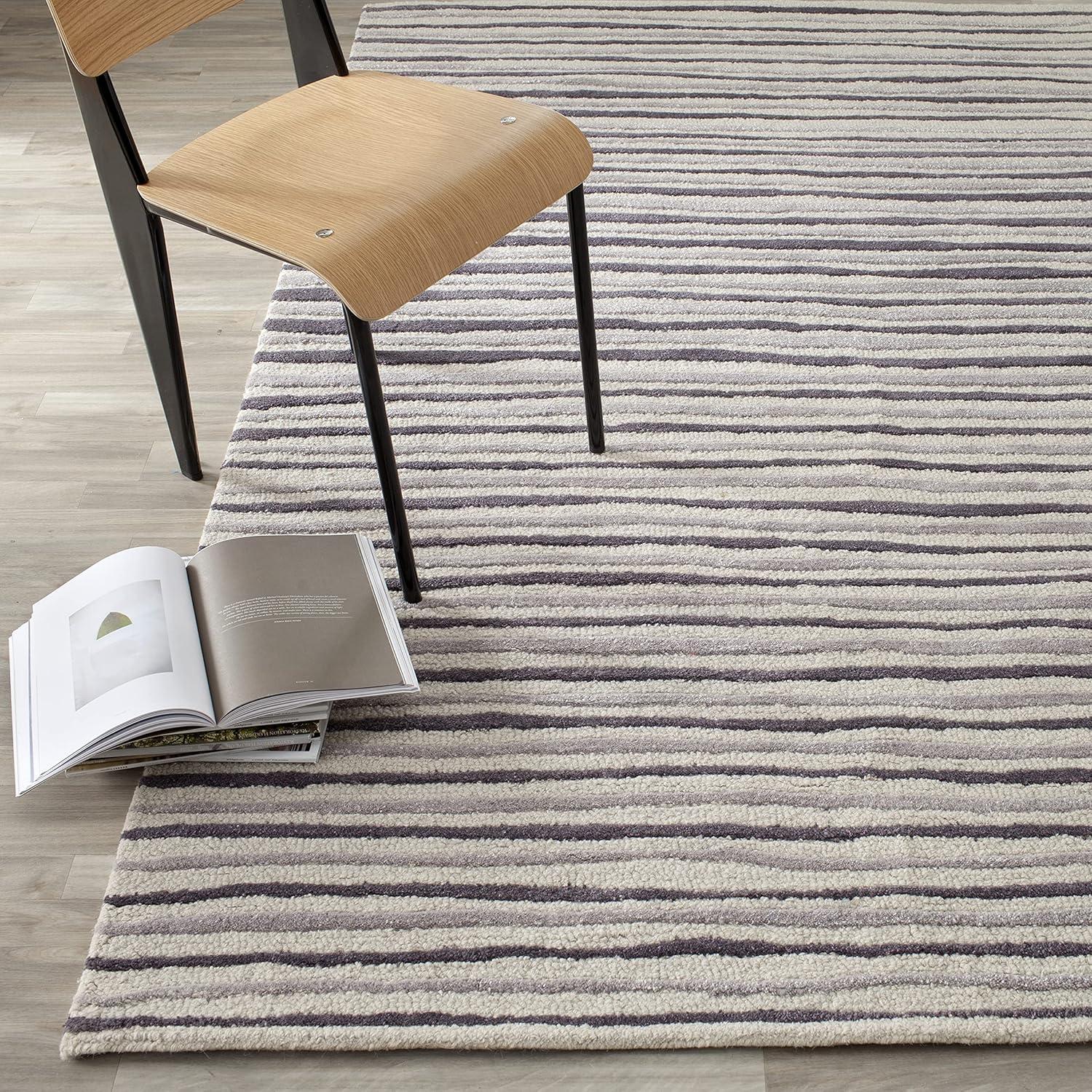 Martha Stewart Hand Drawn Stripe - MSR3619 - Indoor Hand Tufted Area Rugs - Wampum Purple - 2'6"x4'3"