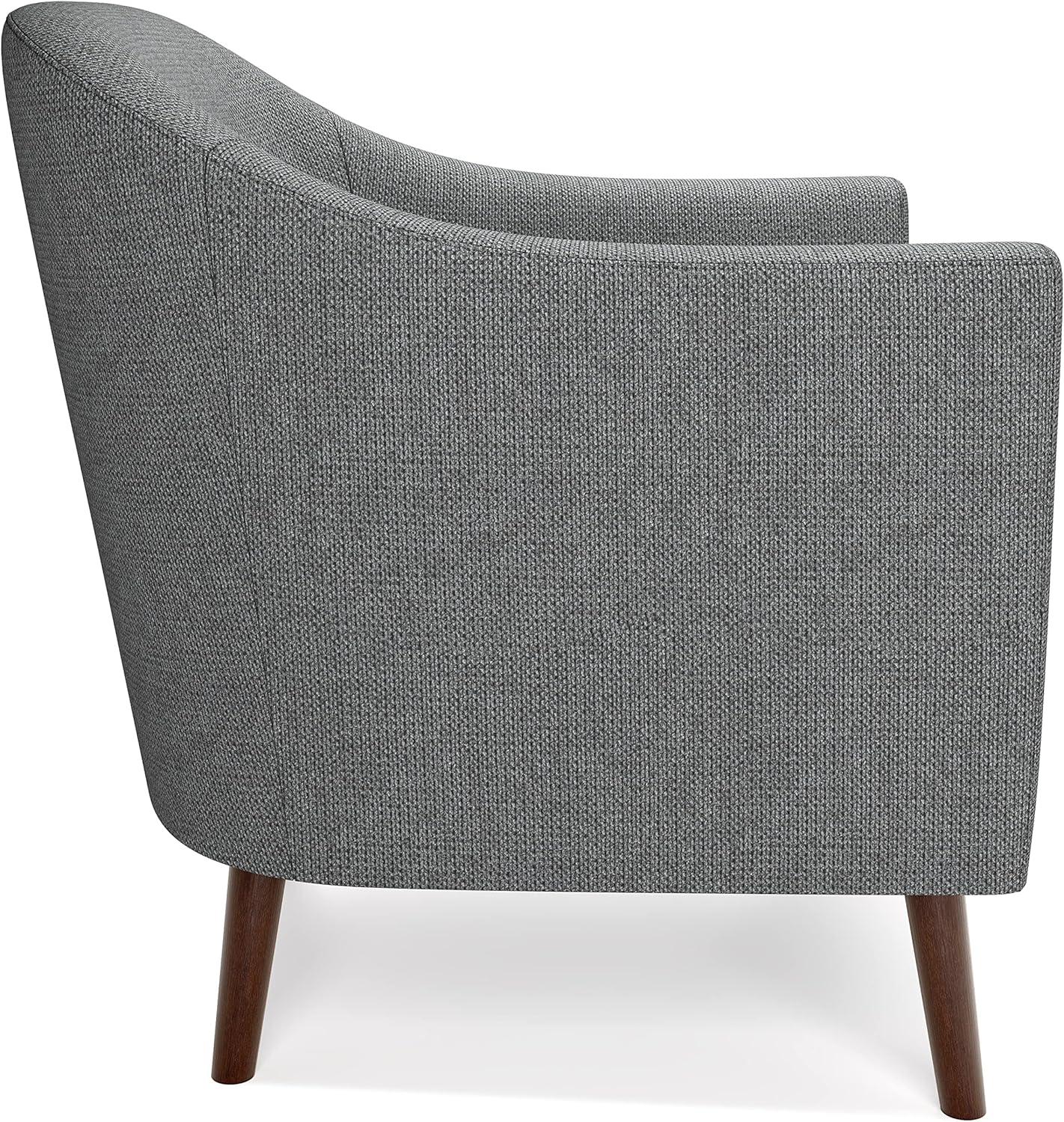 Transitional Shadow Grey Curved Accent Chair with Deep Seating