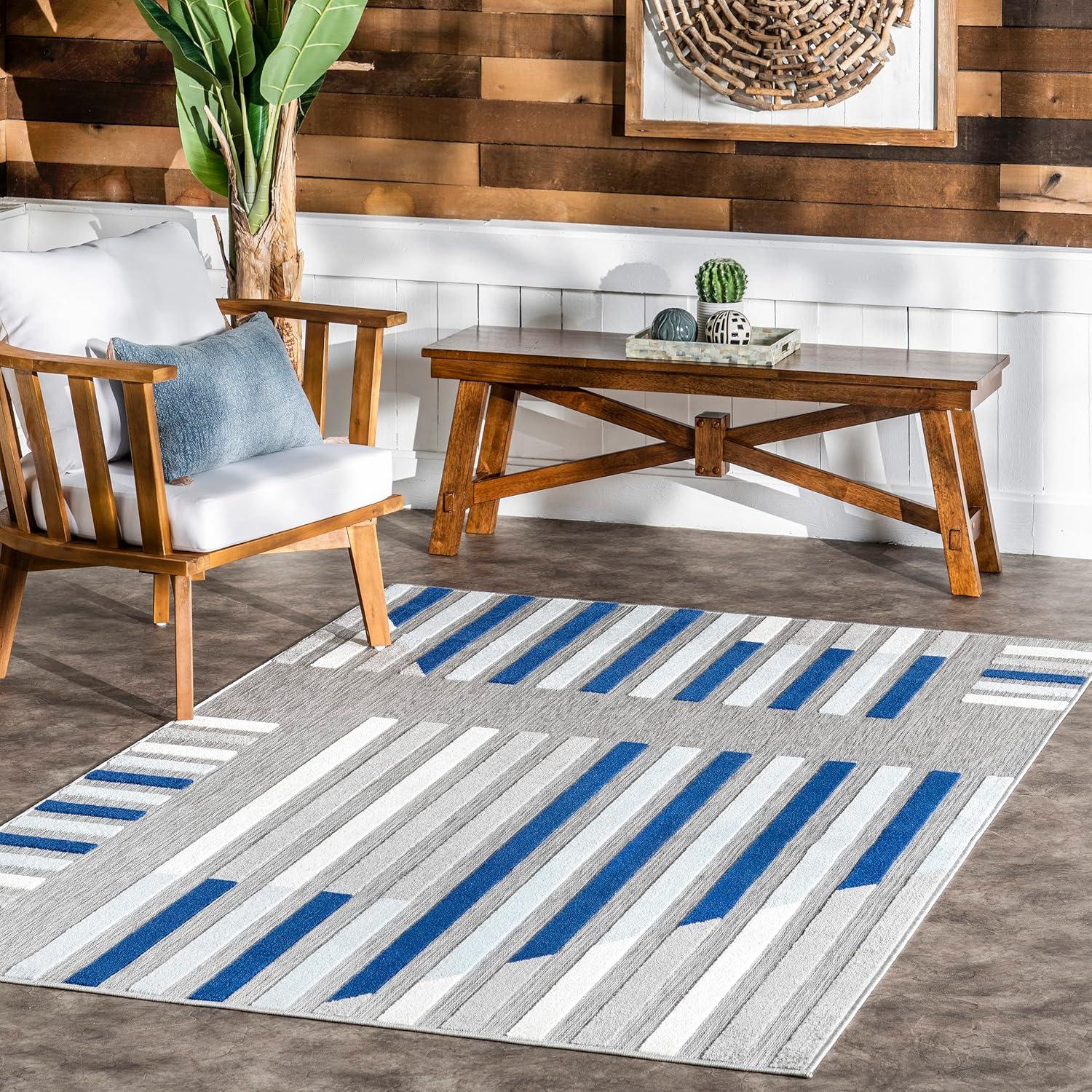 Nuloom Adali Contemporary Striped Indoor/Outdoor Patio Area Rug