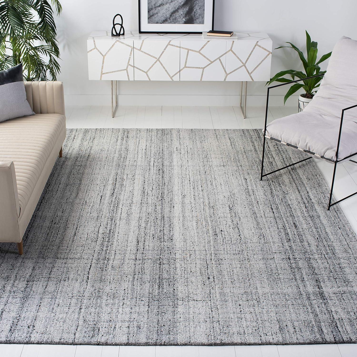 Abstract ABT141 Handmade Indoor Area Rug - Grey/Black - 8'x10' - Safavieh