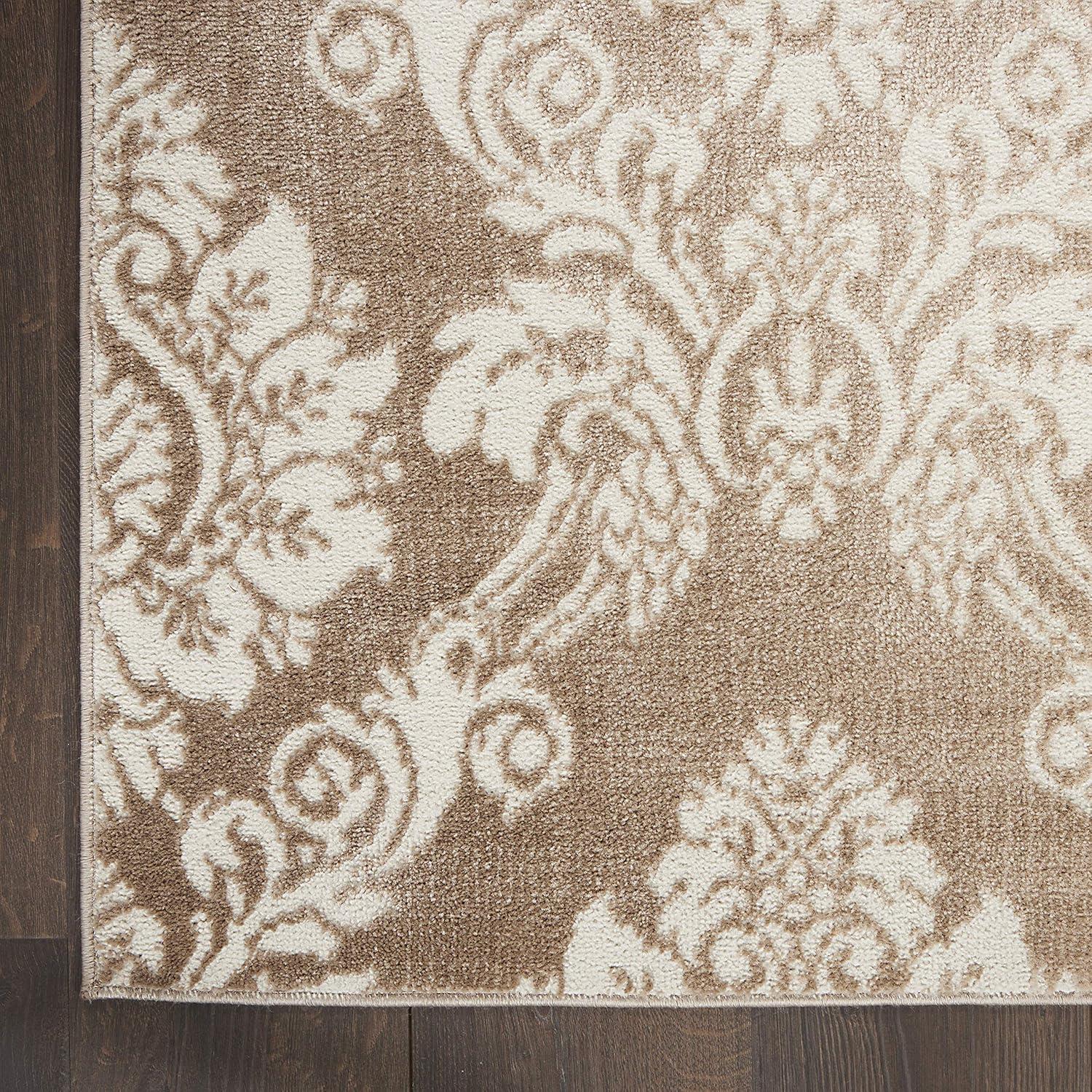 Nourison Elation Damask Ivory Mocha 5'3" x 7'3" Area Rug, (5x7)