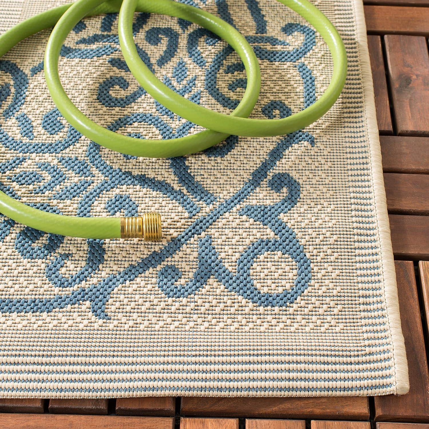 Courtyard CY1588 Power Loomed Indoor and Outdoor Area Rug - Natural/Brown - 4'x5'7" - Safavieh