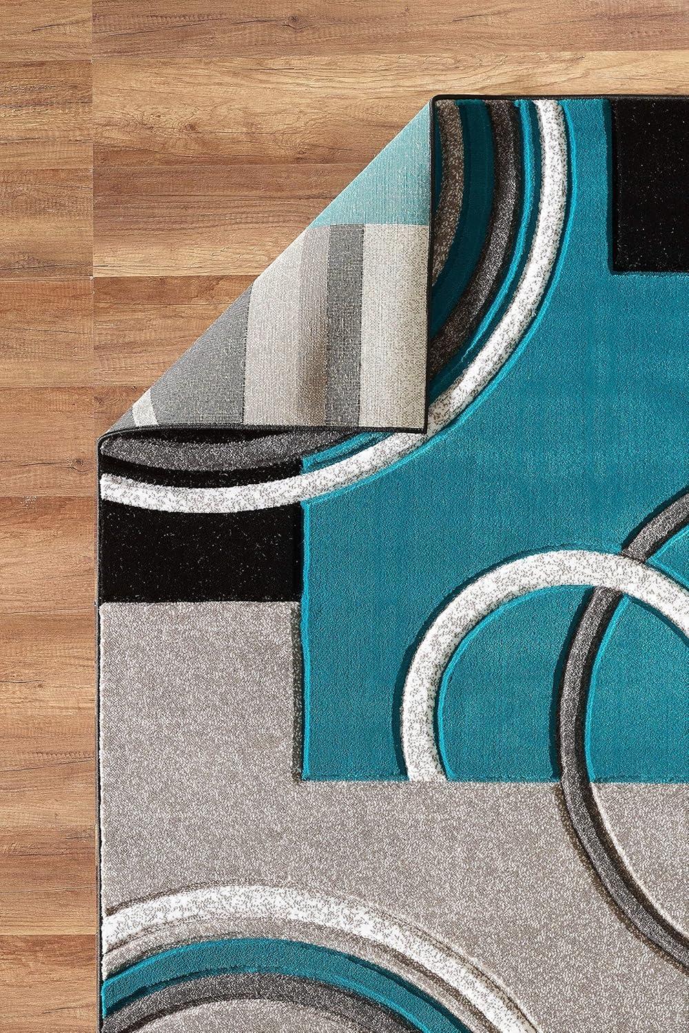 GLORY RUGS Area Rug Modern Soft Hand Carved Contemporary Floor Carpet with Premium Fluffy Texture for Indoor Living Dining Room and Bedroom Area (4x6, Turquoise)