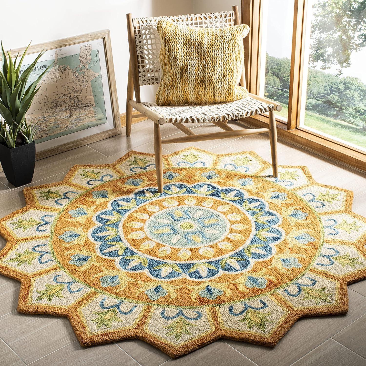 Novelty NOV605 Hand Tufted Indoor Area Rug - Rust/Ivory - 6' Round - Safavieh