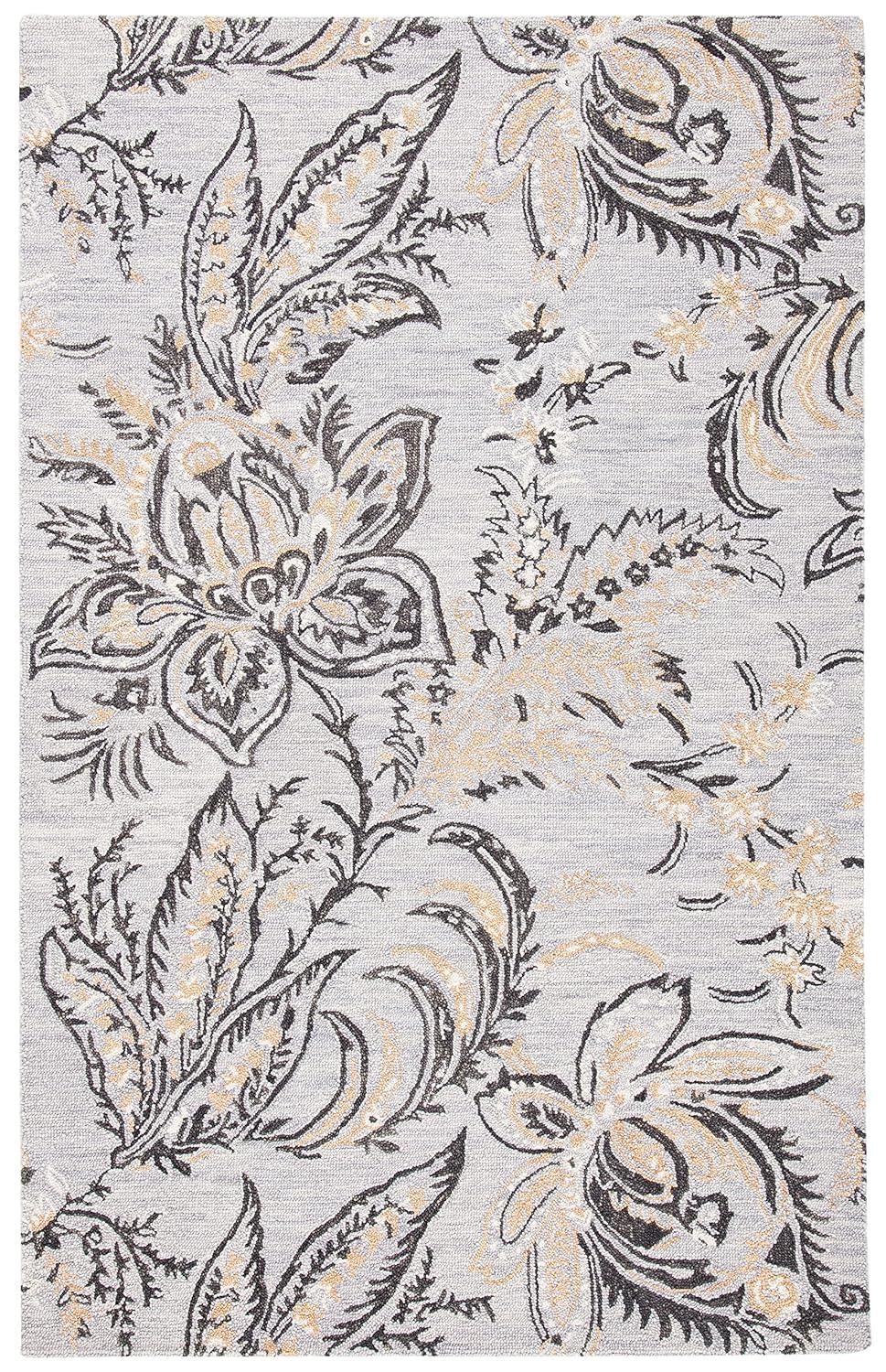 Blossom BLM275 Hand Tufted Area Rug - Grey/Yellow - 4'x6' - Safavieh.