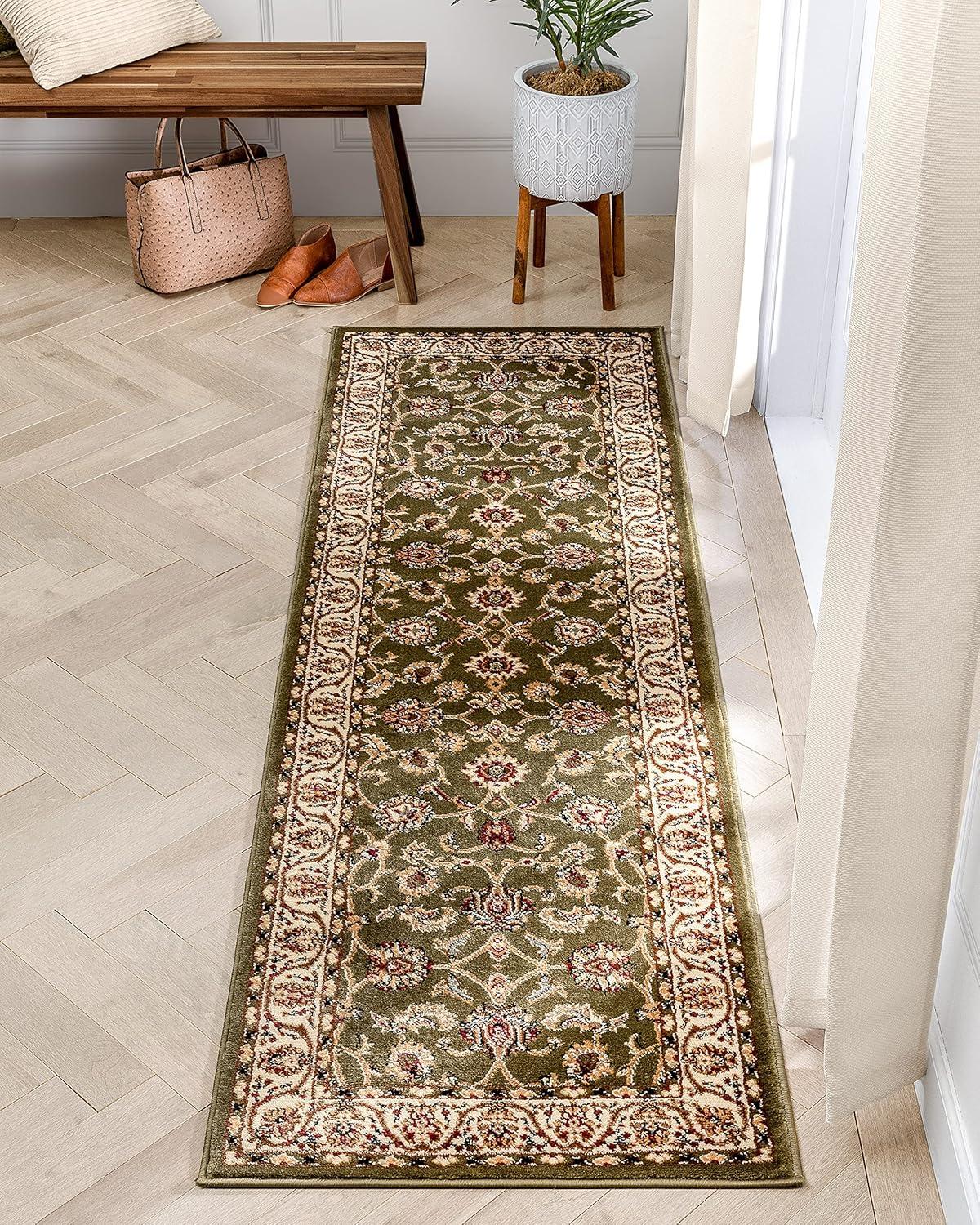 Well Woven Barclay Sarouk Traditional Oriental Panel Green 6'7" x 9'6" Area Rug