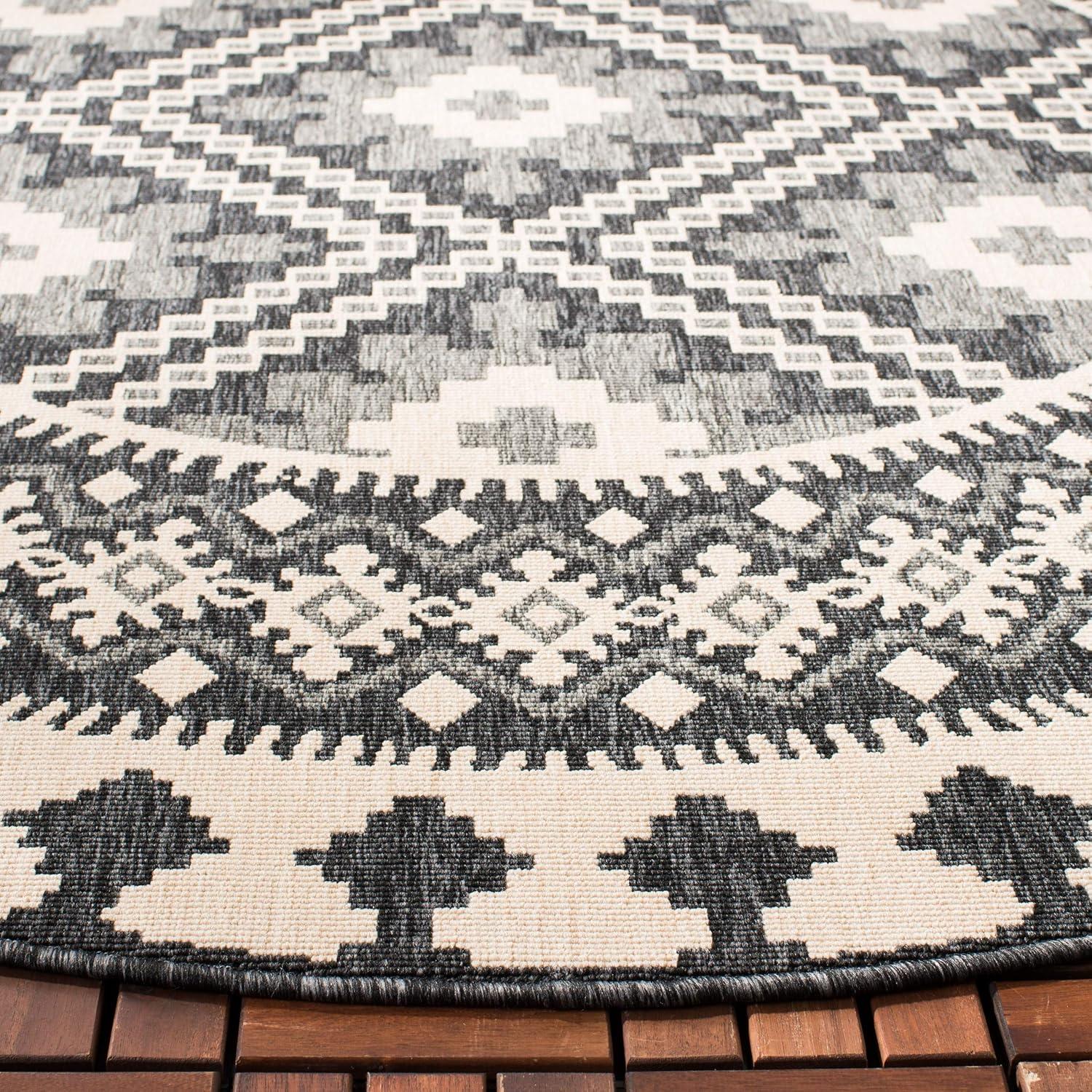 Veranda VER099 Power Loomed Indoor/Outdoor Area Rug - Ivory/Grey - 5'3" round - Safavieh.