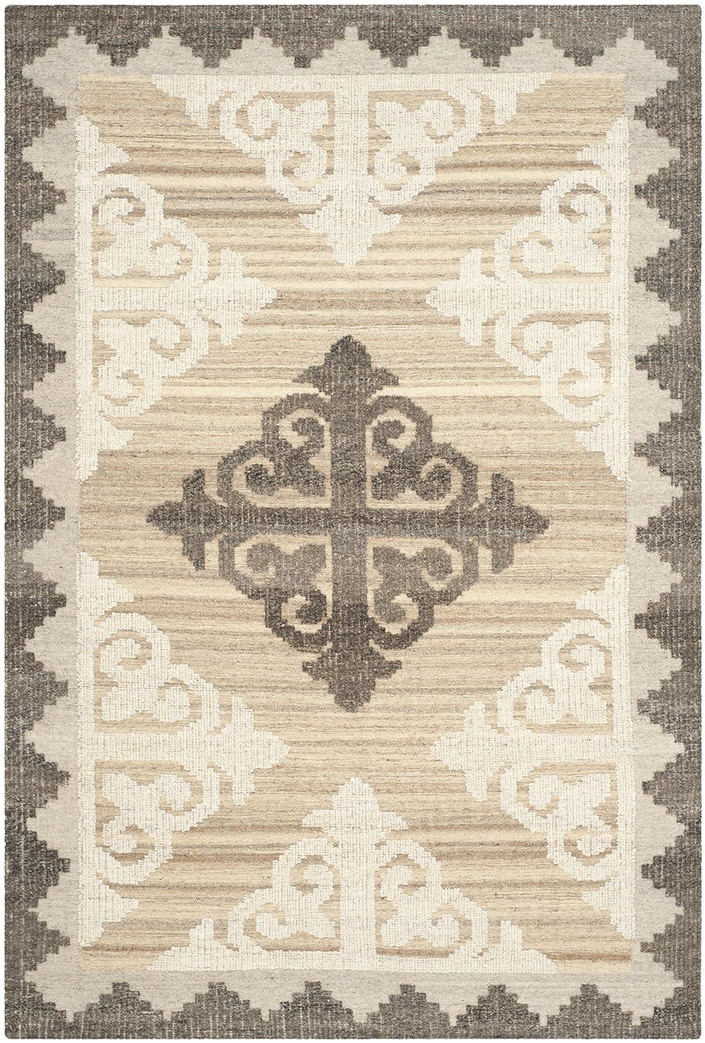 Kenya KNY312 Hand Knotted Area Rug - Brown/Charcoal - 5'x8' - Safavieh.