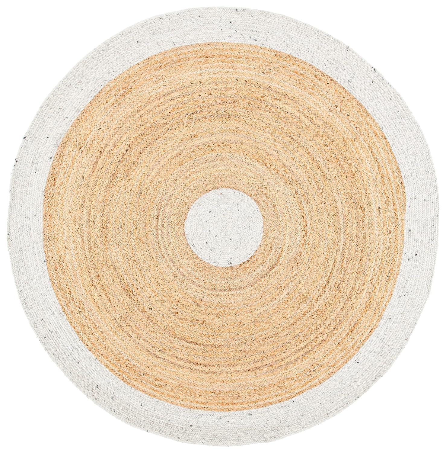 Braided BRD910 Hand Woven Indoor Area Rug - Light Grey/Natural - 6' Round - Safavieh