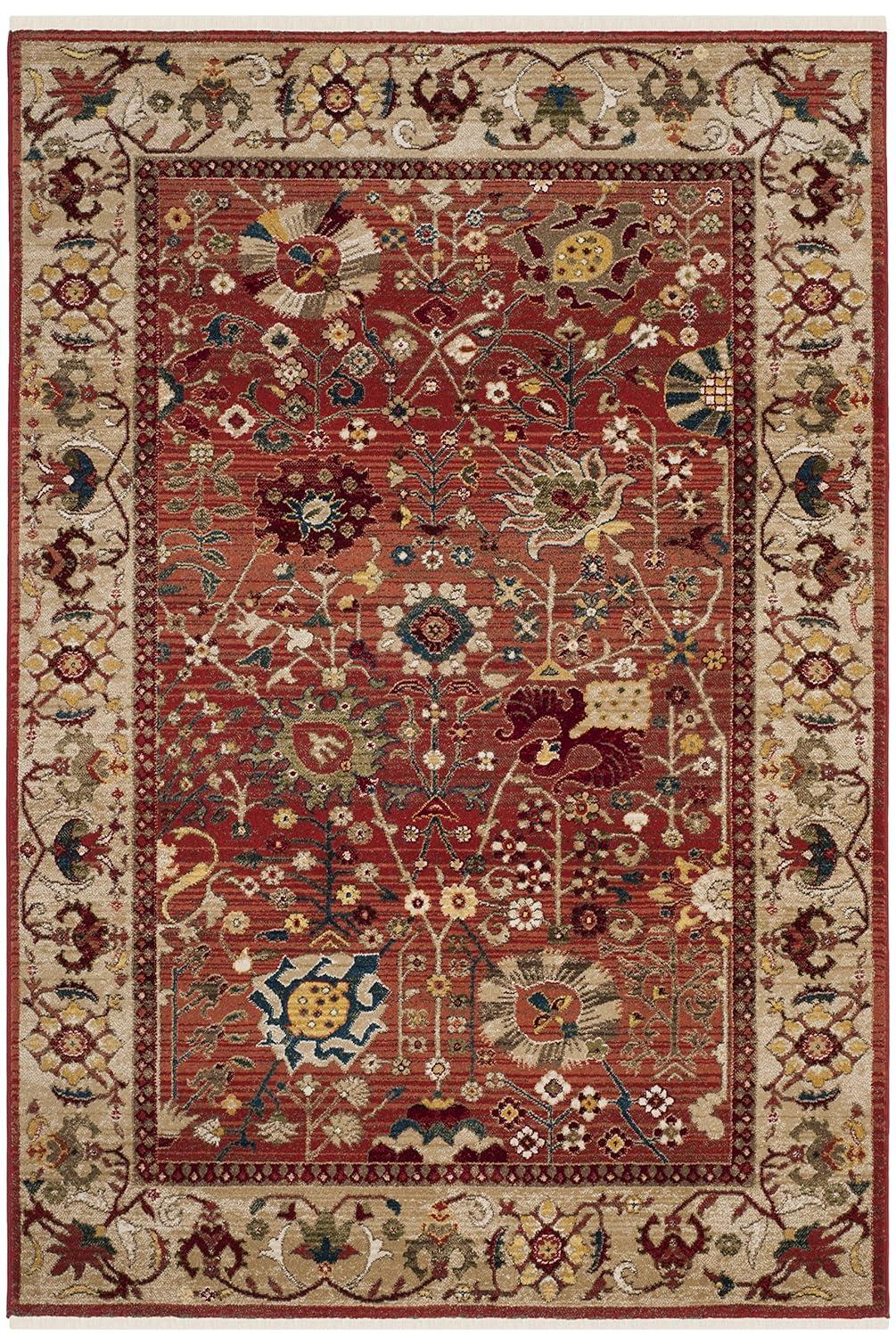SAFAVIEH Kashan Vaska Oriental Area Rug, Ivory/Red, 6'7" x 6'7" Square