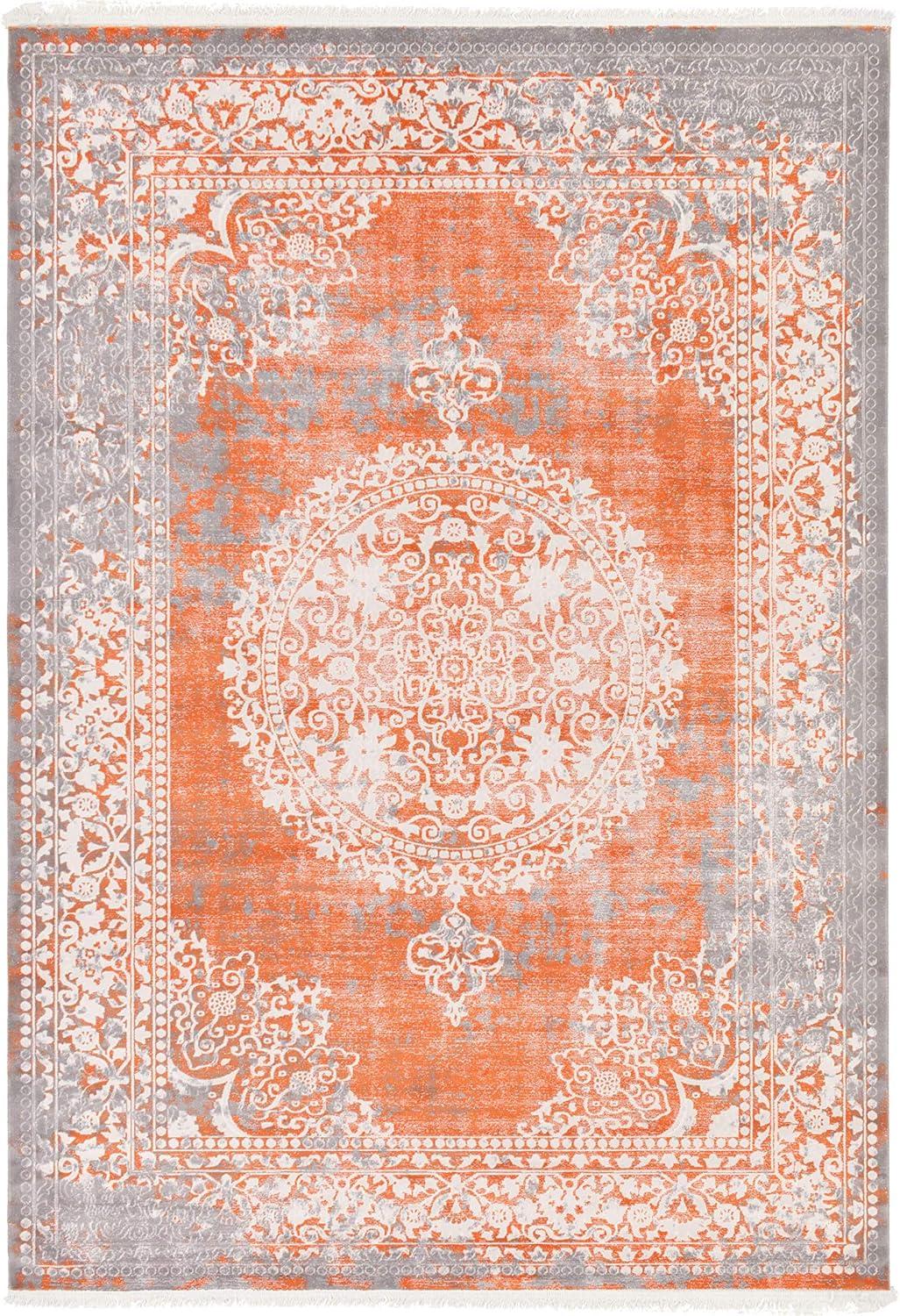 Unique Loom New Classical Collection Area Rug - Olwen (8' x 11' 4" Rectangle Terracotta/Gray)