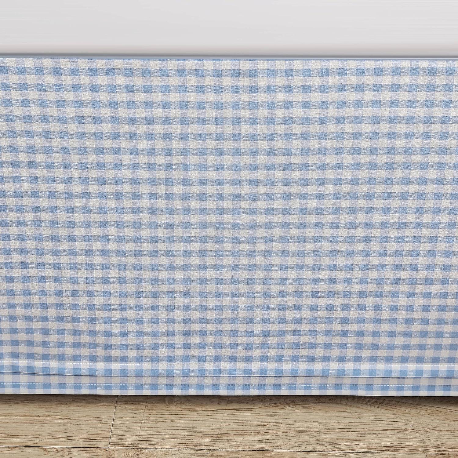 Laura Ashley Hedy Blue/White Check 100% Cotton Tailored Bed Skirt 14.5" drop