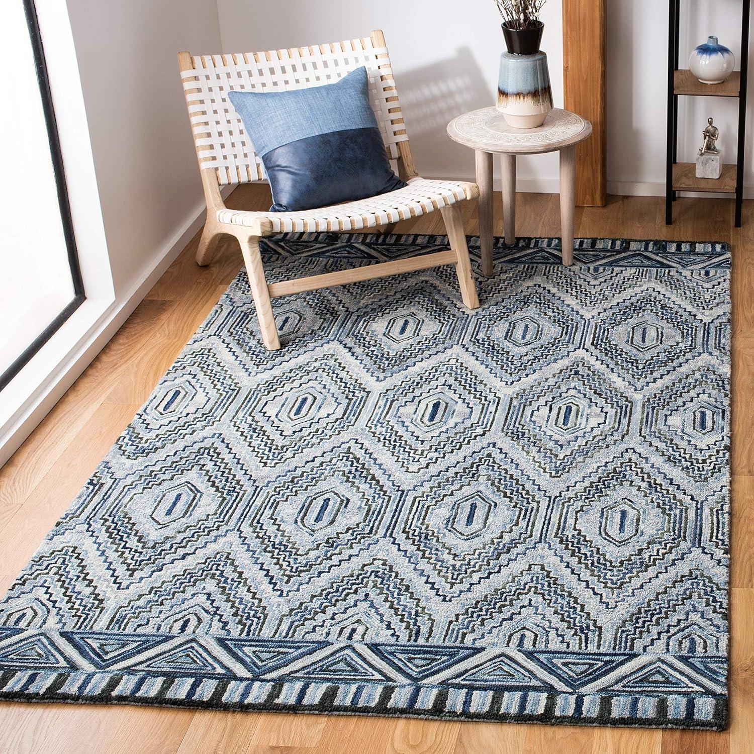 Aspen APN823 Hand Tufted Area Rug - Grey/Blue - 7'x7' - Safavieh.