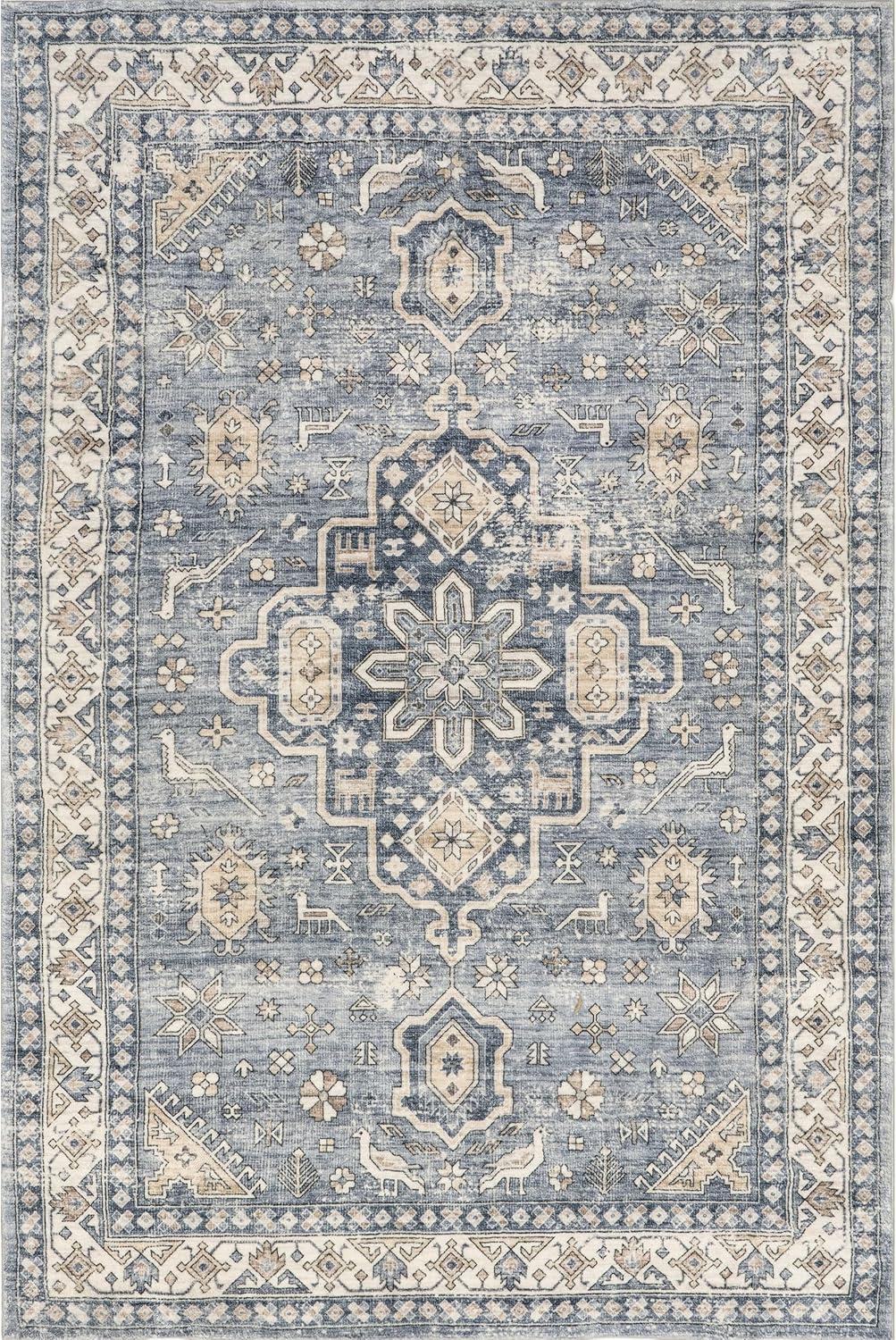 Nuloom Jordan Medallion 3x5 Machine Washable Accent Indoor Area Rug for Living Room Bedroom Dining Room Entryway Kitchen, Grey/Ivory