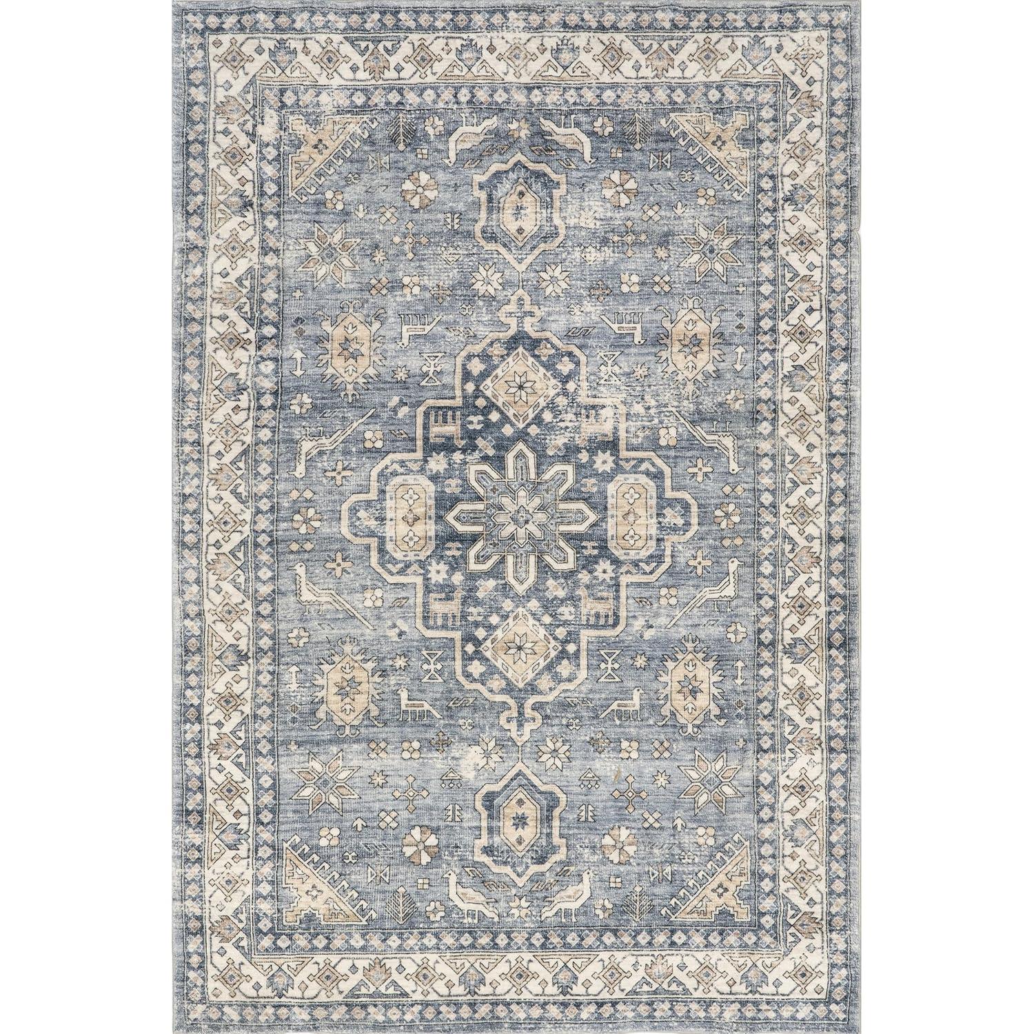 Nuloom Jordan Medallion 3x5 Machine Washable Accent Indoor Area Rug for Living Room Bedroom Dining Room Entryway Kitchen, Grey/Ivory