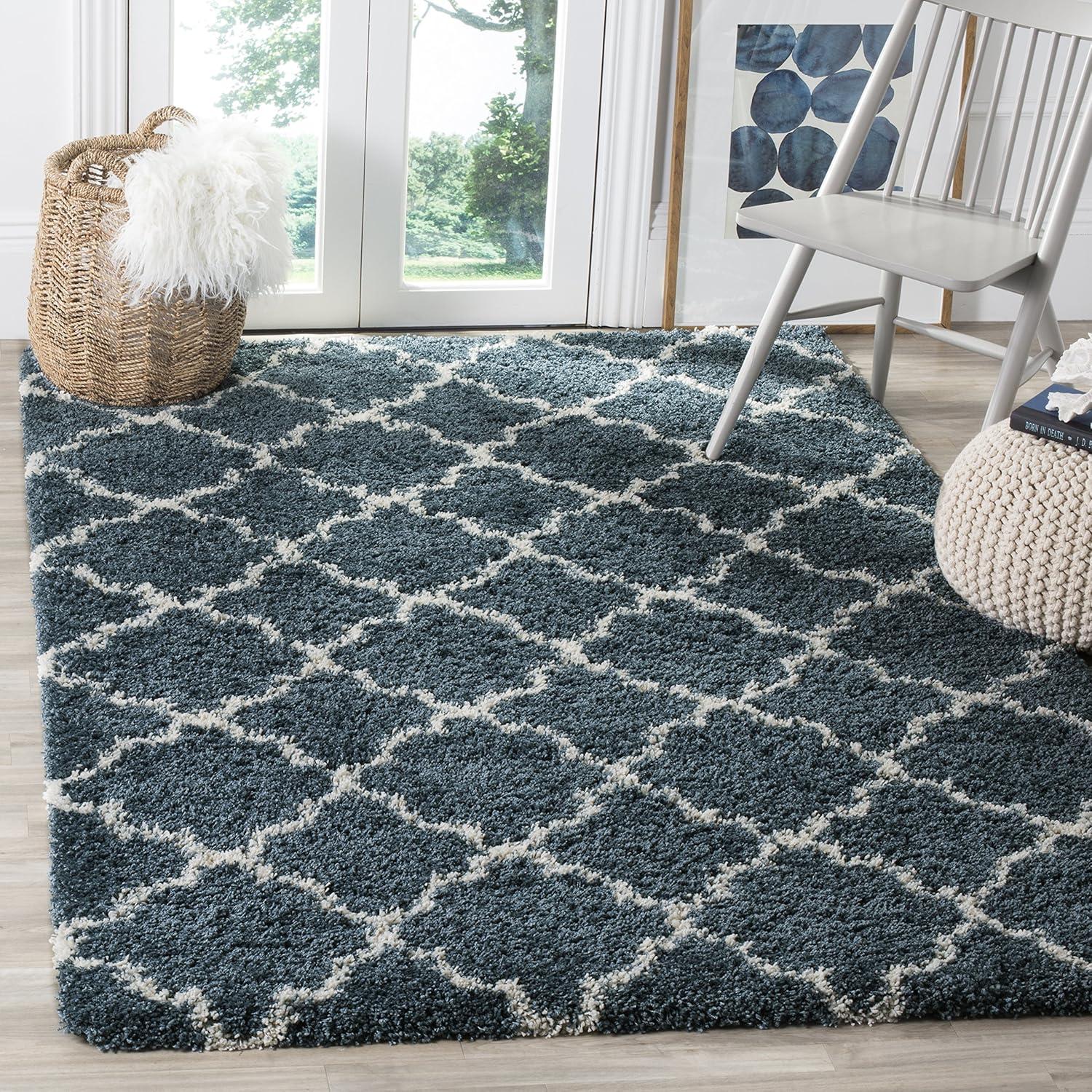 Hudson Shag SGH282 Power Loomed Indoor Area Rug - Slate Blue/Ivory - 4'x6' - Safavieh.