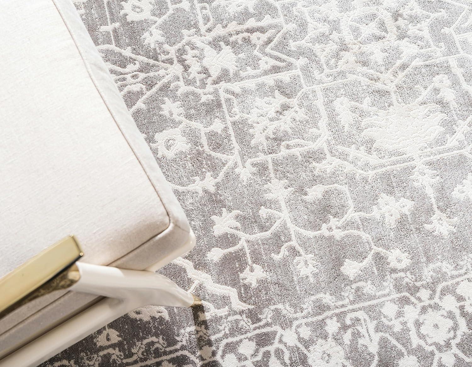 Unique Loom New Classical Collection Area Rug - Olympia (8'  x 10' Rectangle Light Gray/Ivory)