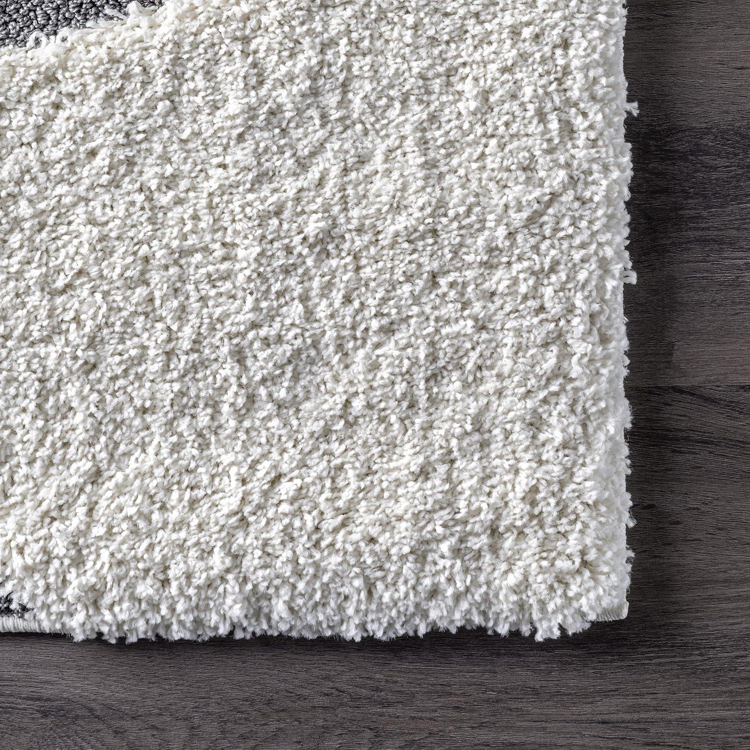Nuloom Carolyn Abstract 3x5 Accent Shag Indoor Area Rug for Living Room Bedroom Dining Room Nursery Entryway, Beige/Grey