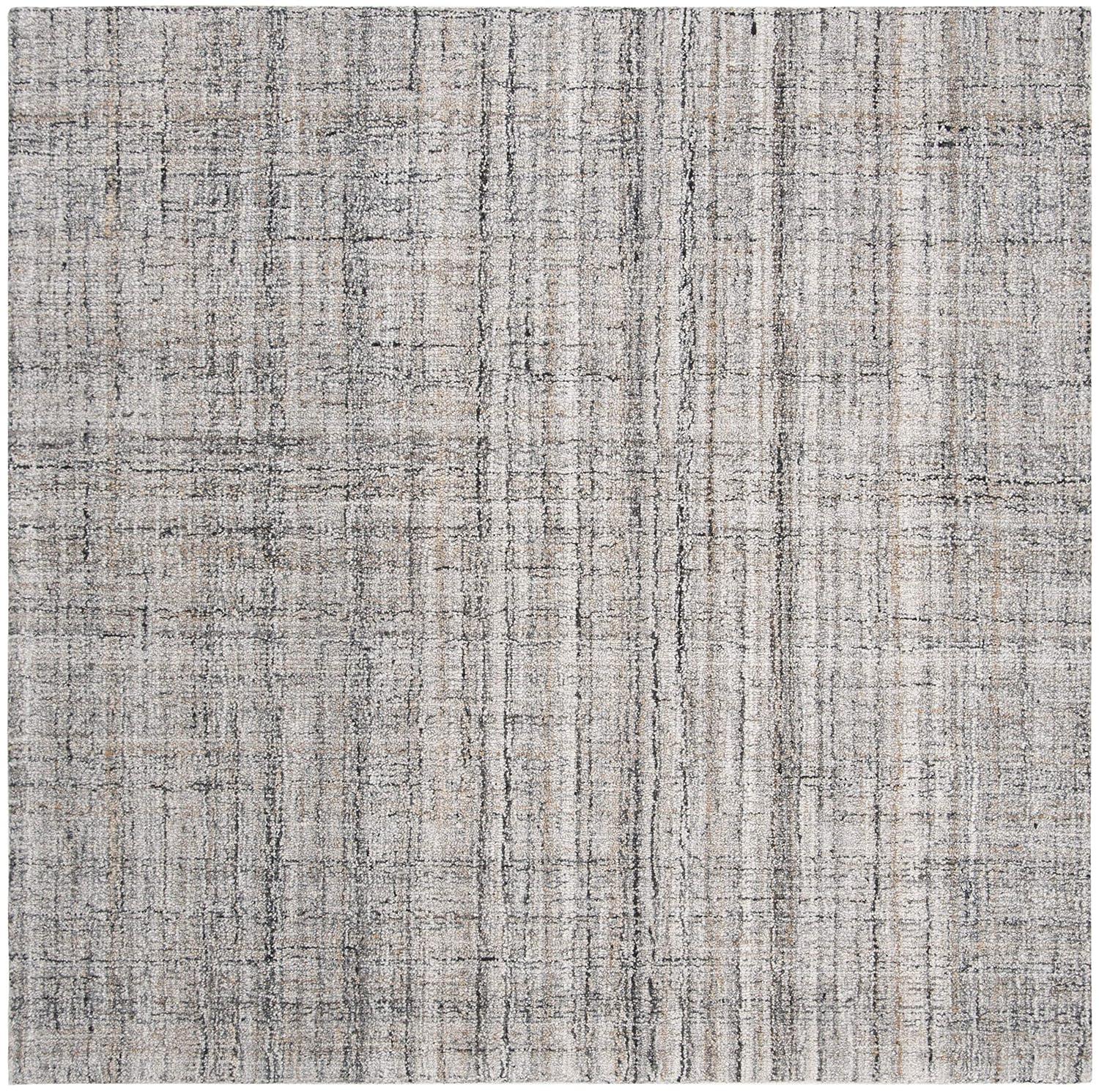 Abstract ABT141 Handmade Indoor Area Rug - Camel/Black - 8'x8' - Safavieh