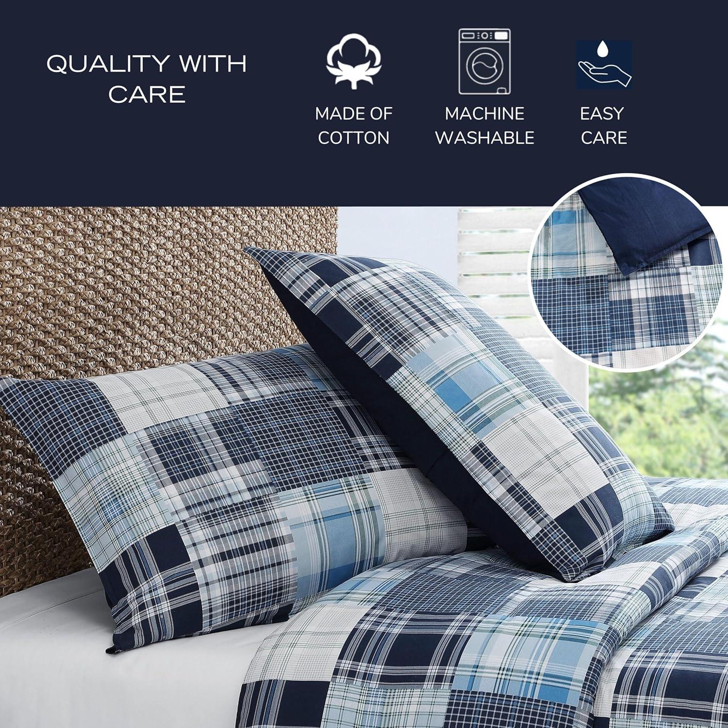 Nautica Mason Patchwork Reversible Cotton Navy Comforter Set