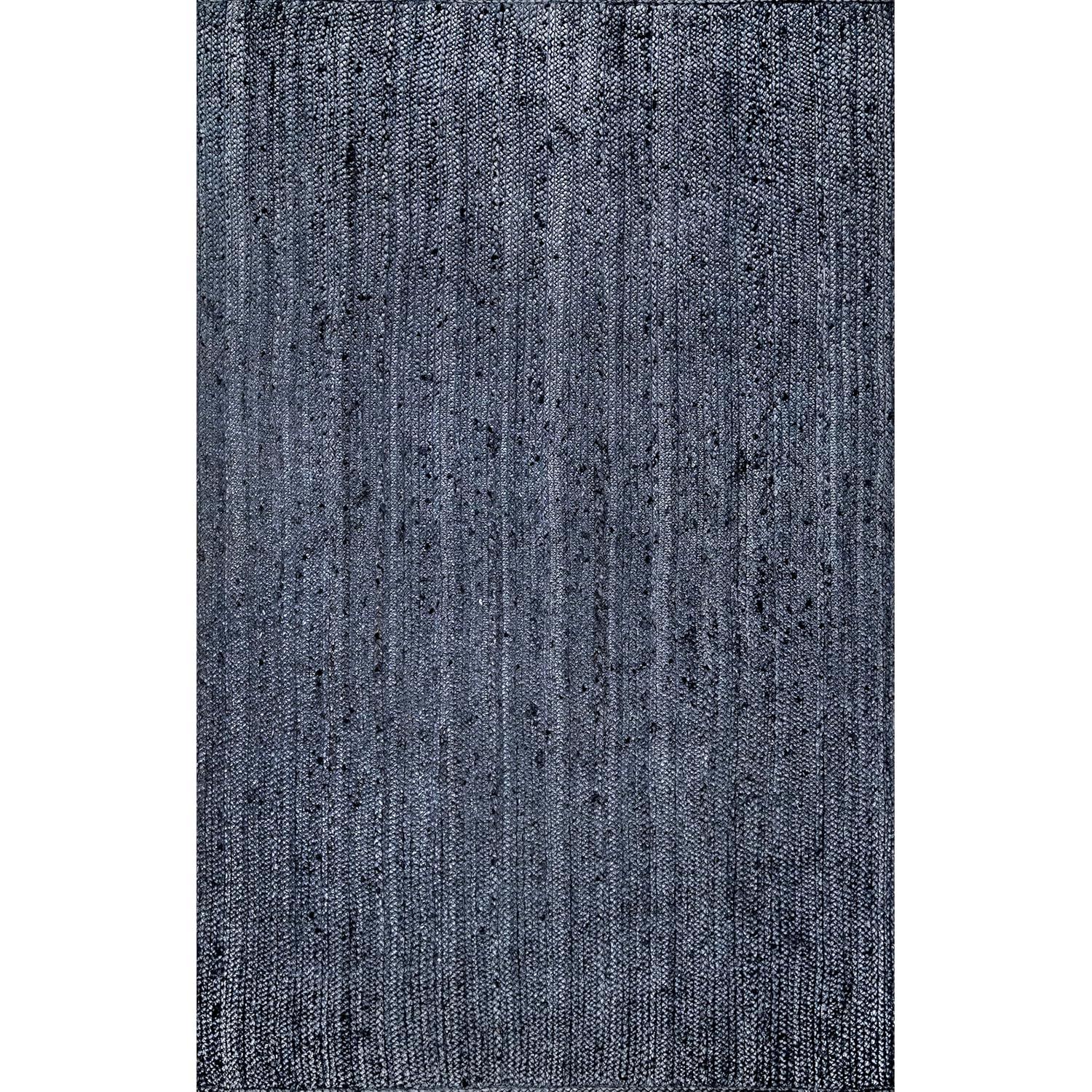 Nuloom 2x3 Rigo Jute Hand Woven Indoor Area Rug, Navy, Solid Farmhouse Design, Natural Fiber Bedroom, Living Room, Kitchen,