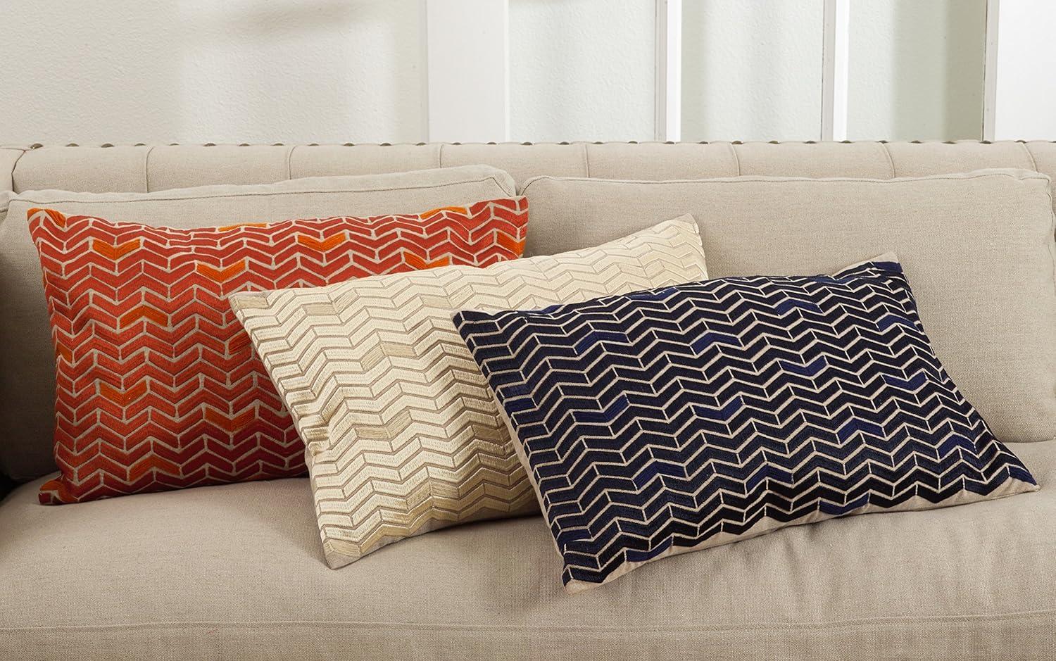 Saro Marcella Design Embroidered Cotton Throw Pillow