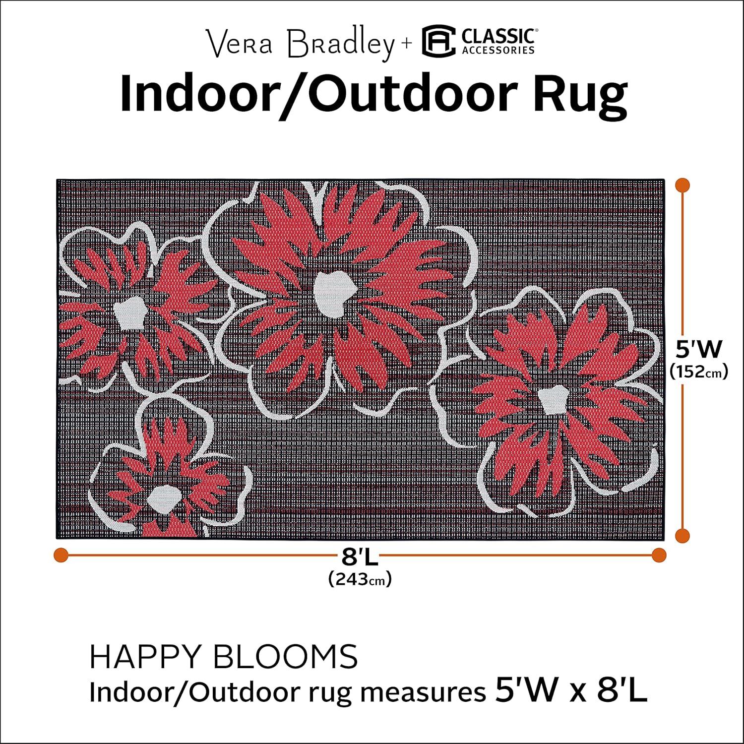 Classic Accessories Vera Bradley by  Indoor/Outdoor Rug Happy Blooms 5'W x 8'L Floral & Botanical