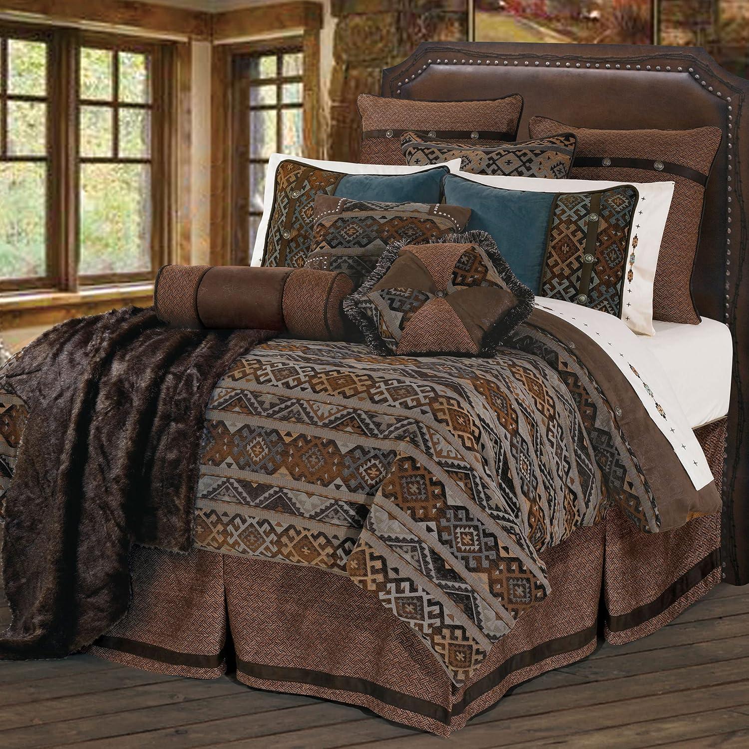 Rio Grande Brown Aztec Pattern Southwestern Lodge Duvet Cover Set