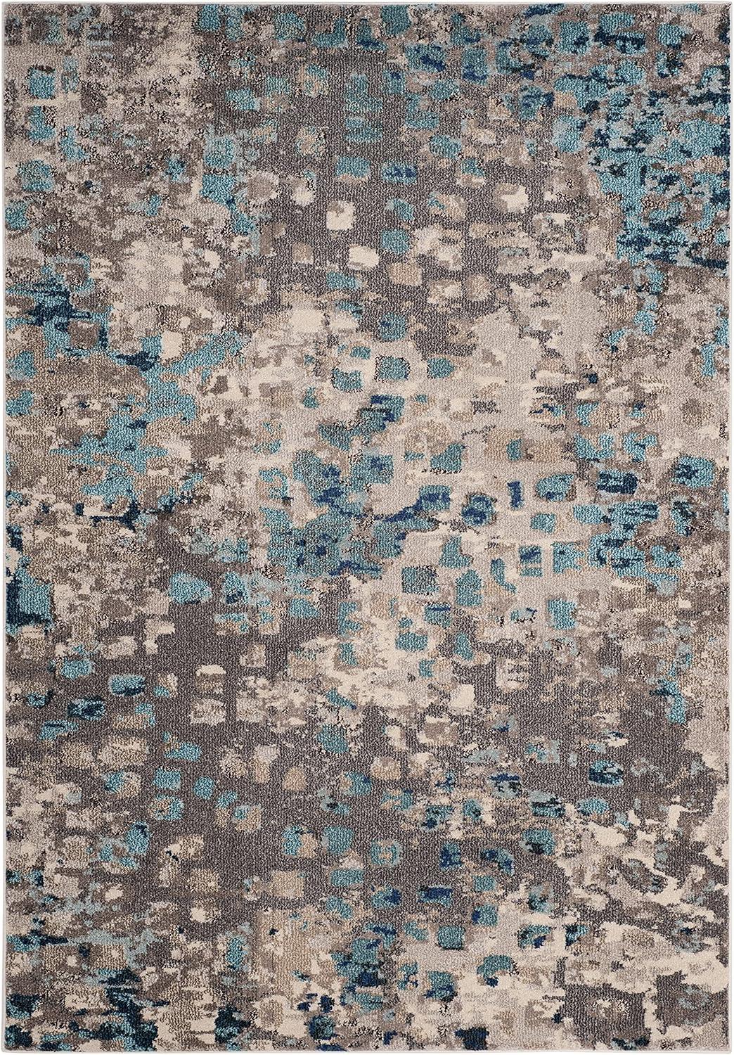 Monaco MNC225 Power Loomed Indoor Accent Rug - Grey/Light Blue - 4'x5'7" - Safavieh
