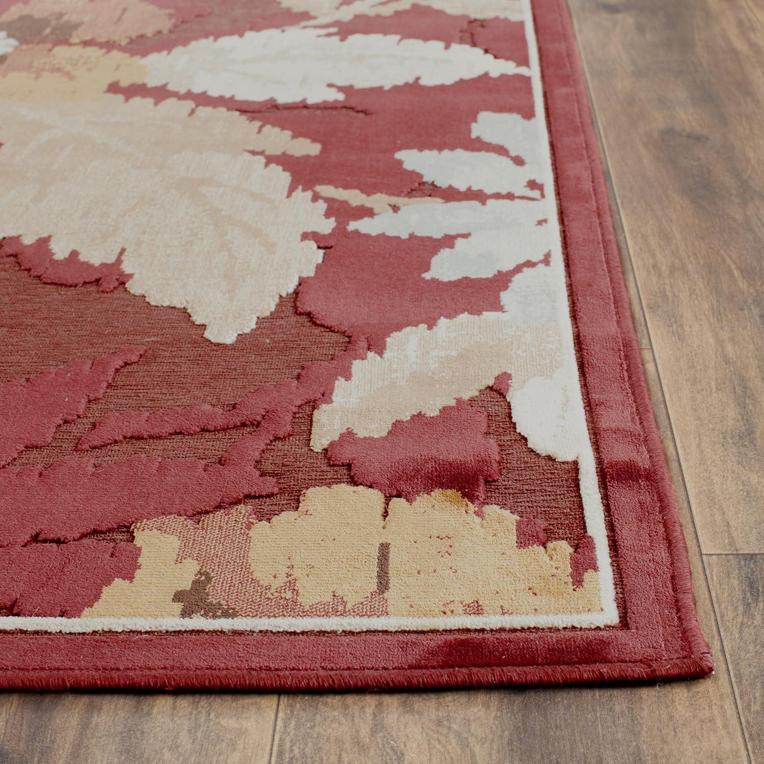 SAFAVIEH Paradise Collection Area Rug - 8' x 11'2", Red & Multi, Floral Viscose Design, Ideal for High Traffic Areas in Living Room, Bedroom (PAR148-220)
