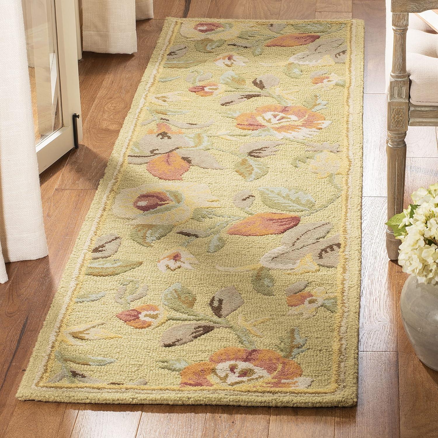 Blossom BLM785 Hand Hooked Runner Rug - Green/Multi - 2'3"x8' - Safavieh.